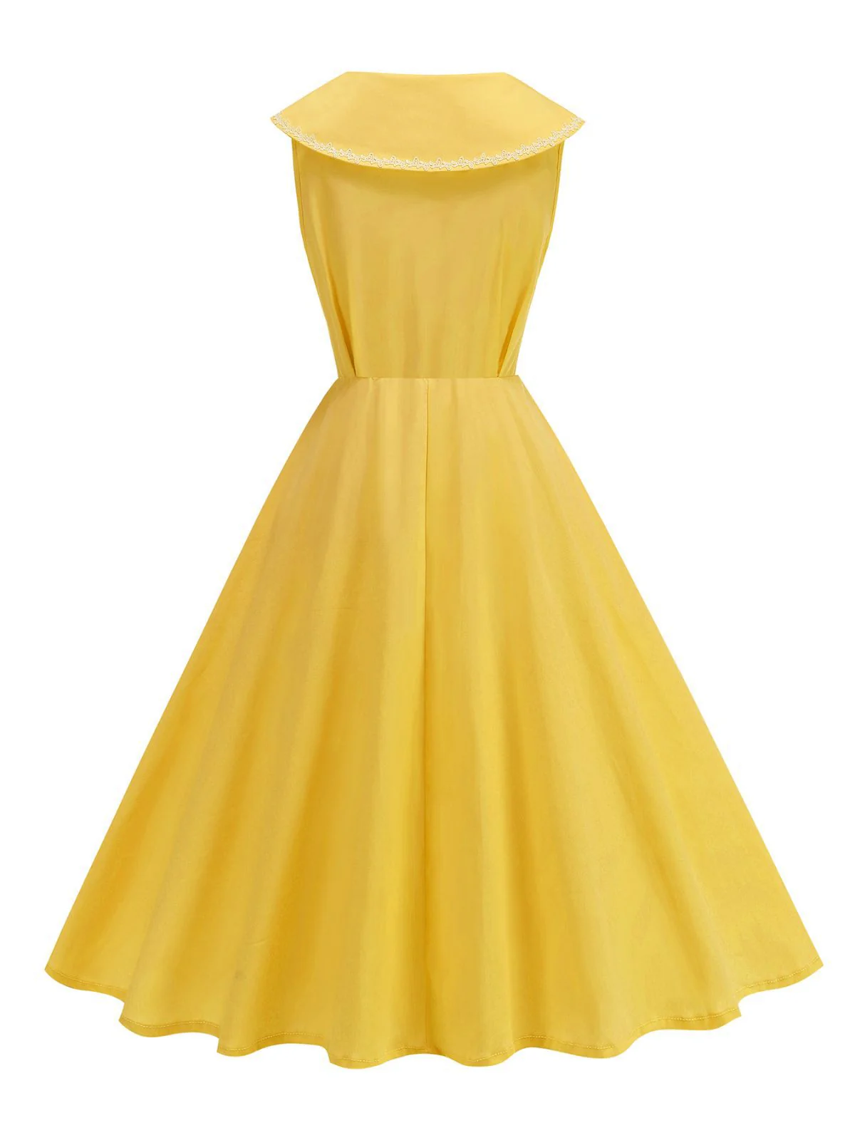 Robe sans manches col marin et nœud papillon couleur unie années 1950 - Image 15