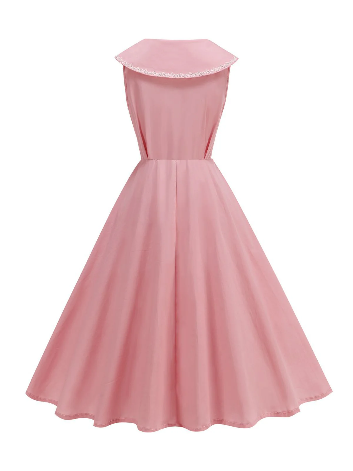 Robe sans manches col marin et nœud papillon couleur unie années 1950 - Image 22