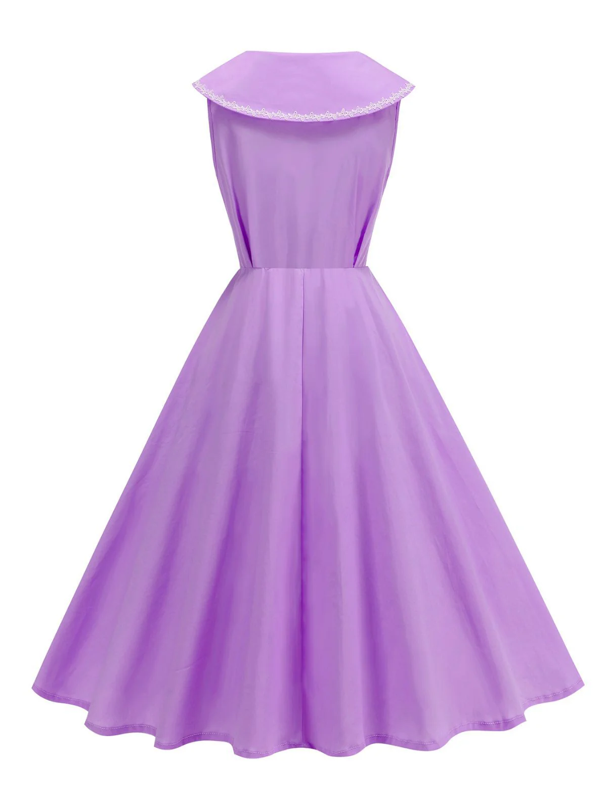 Robe sans manches col marin et nœud papillon couleur unie années 1950 - Image 9