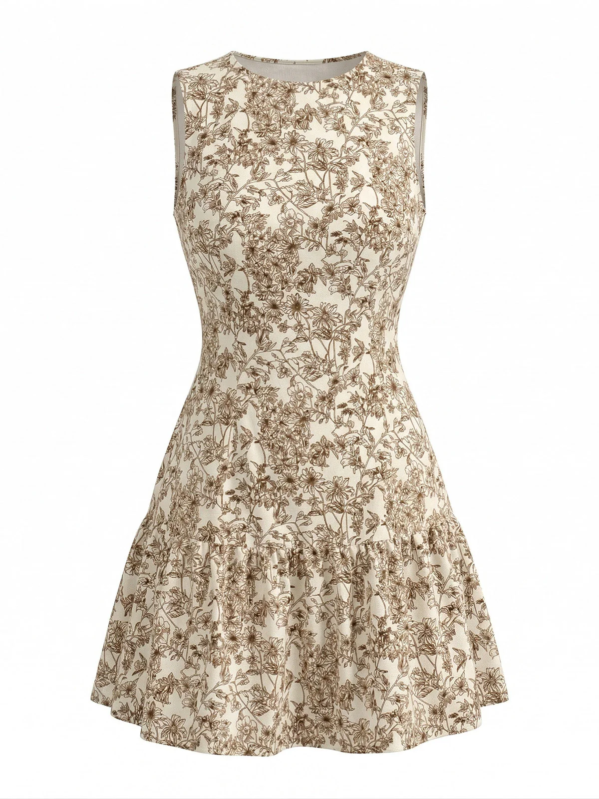 Robe Sans Manches Col Rond Petites Fleurs Années 1950 - Image 2