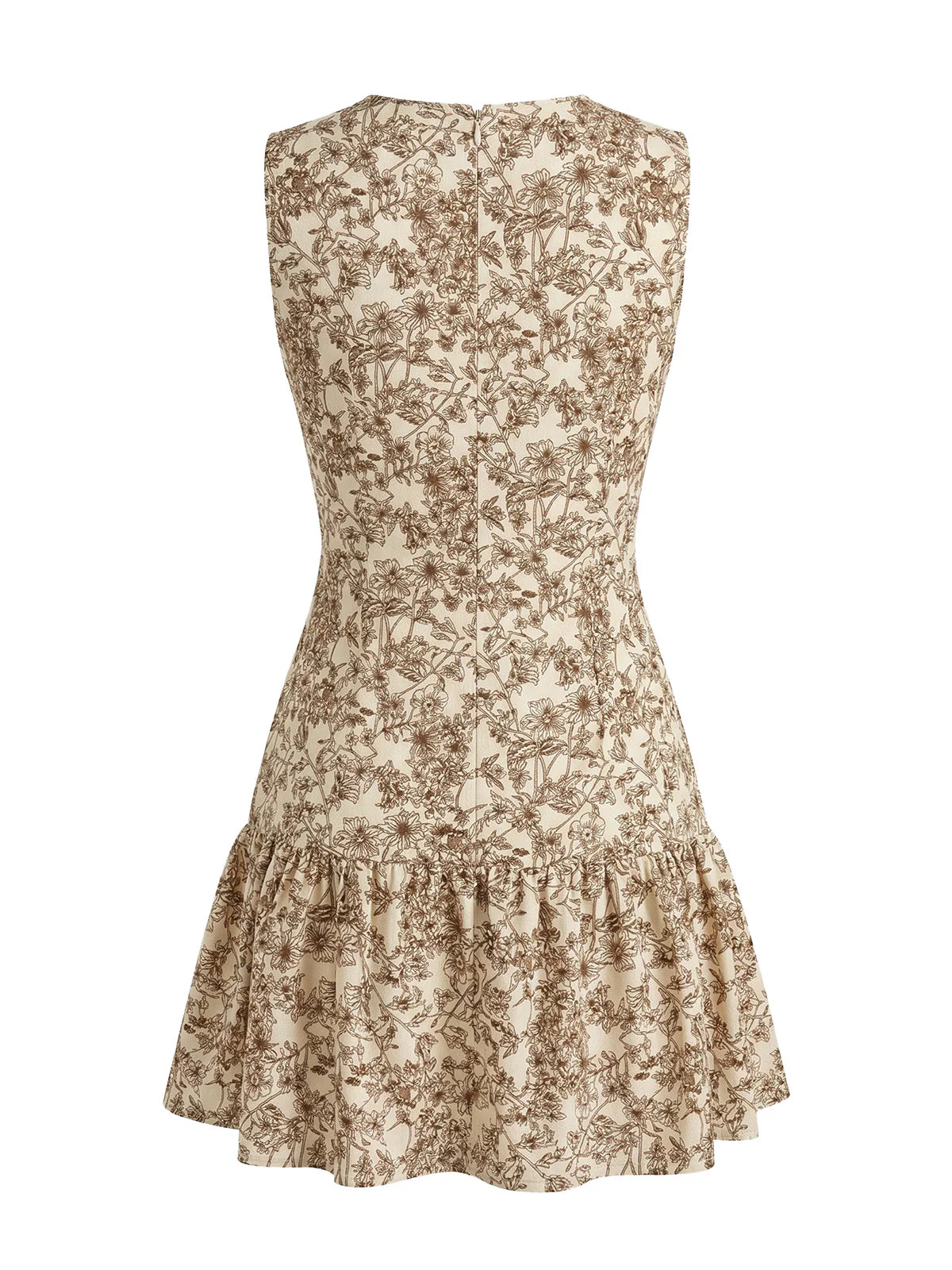 Robe Sans Manches Col Rond Petites Fleurs Années 1950 - Image 3