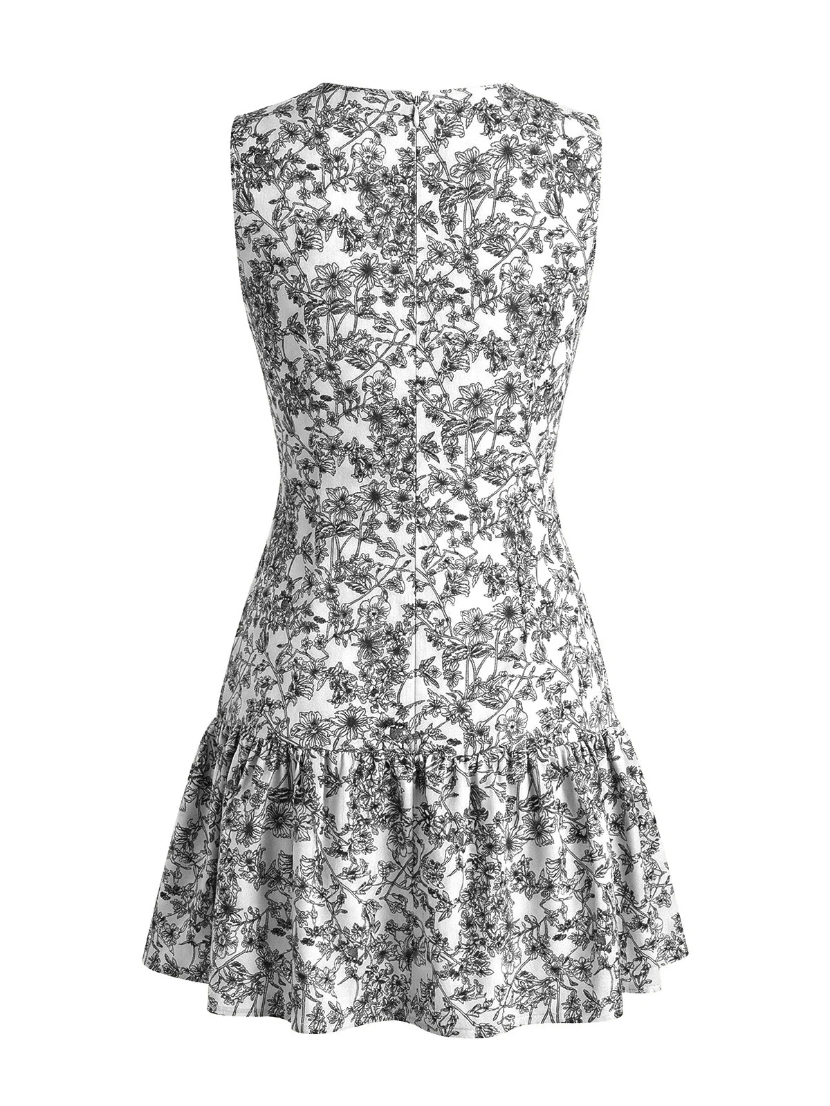 Robe Sans Manches Col Rond Petites Fleurs Années 1950 - Image 5