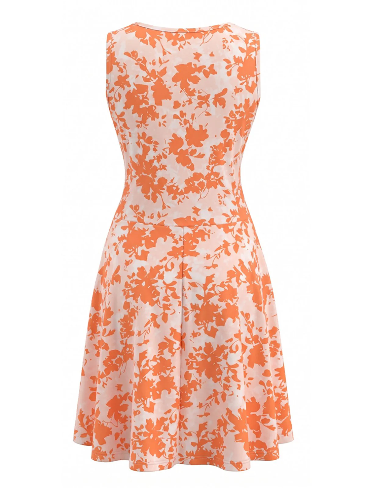 Robe Sans Manches Col V Imprimé Floral Orange Années 1970 - Image 3