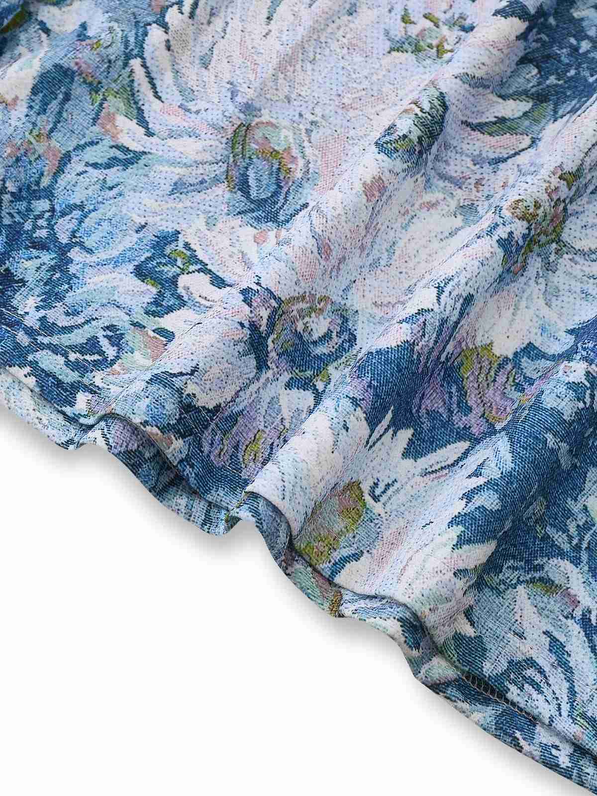 Robe sans manches imprimé floral huile 1950s - Image 6