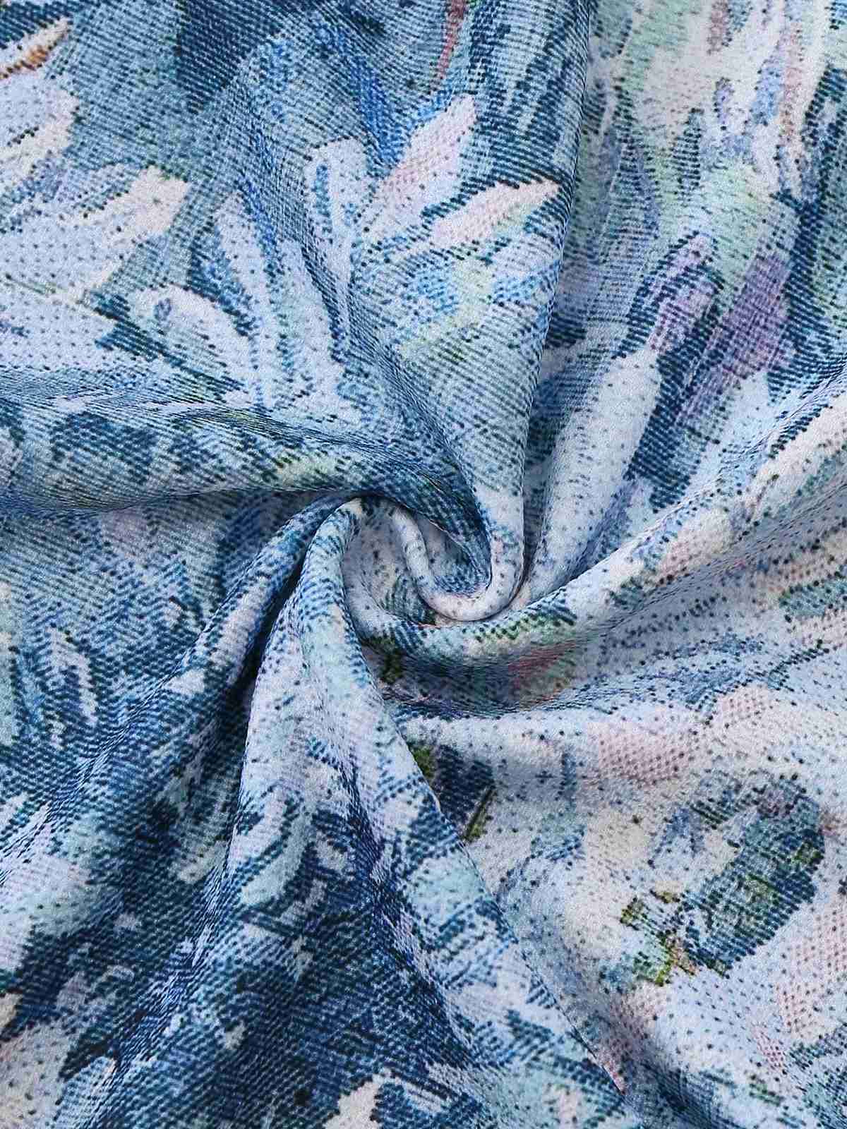 Robe sans manches imprimé floral huile 1950s - Image 7