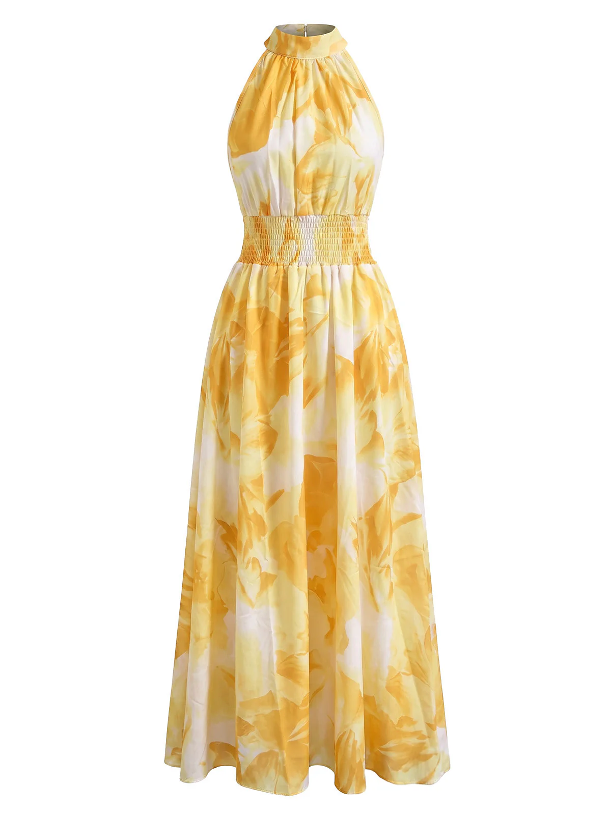 Robe sans manches motif floral et effet tie-dye années 1940 - Image 2