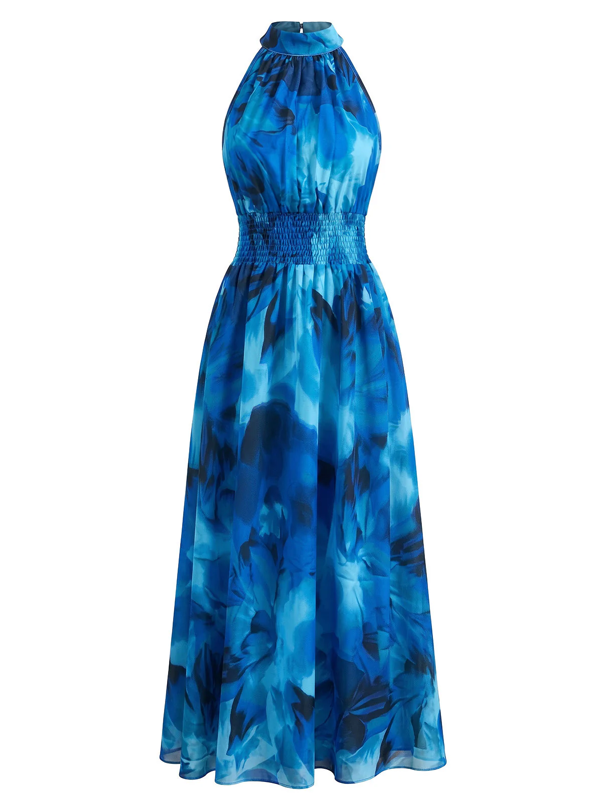 Robe sans manches motif floral et effet tie-dye années 1940 - Image 4