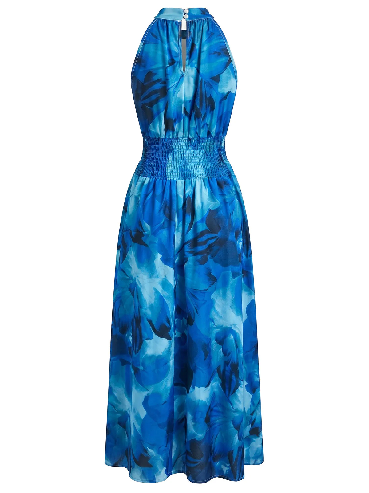 Robe sans manches motif floral et effet tie-dye années 1940 - Image 5