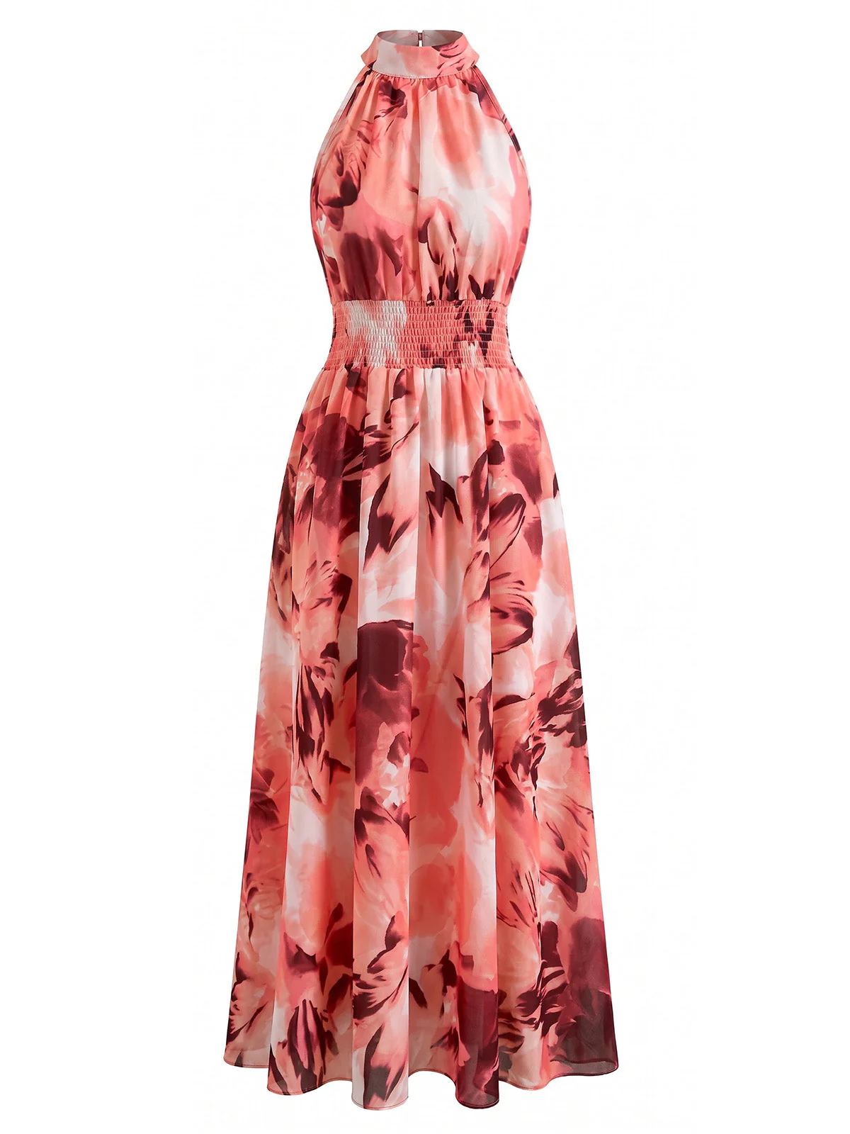 Robe sans manches motif floral et effet tie-dye années 1940 - Image 8