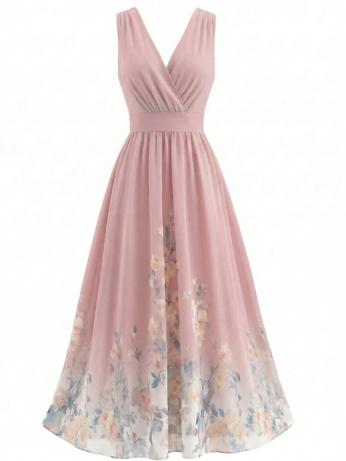 [Prévente] Robe sans manches col en V et motif floral années 1940 - Image 5