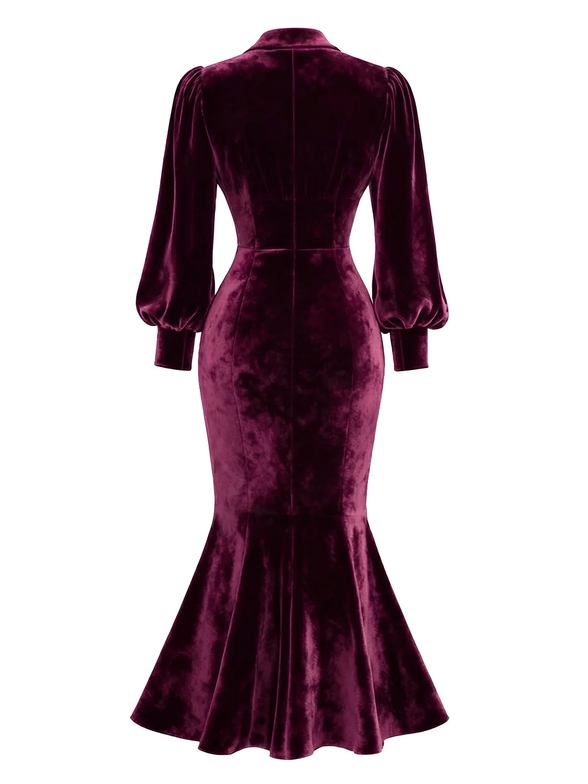 Robe sirène en velours vert ornée de perles manches lanternes années 1930 - Image 8