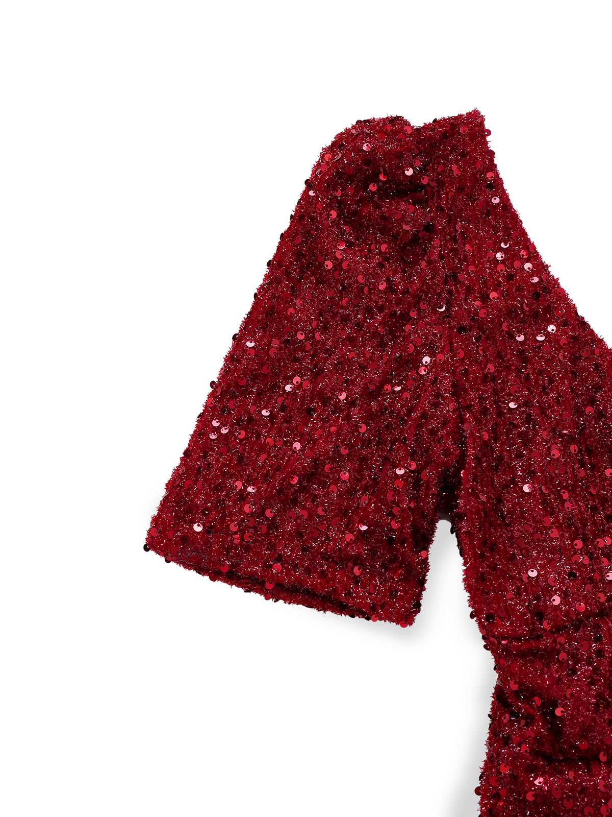 Robe sirène longue à paillettes et nœud rouge vin années 30 - Image 5