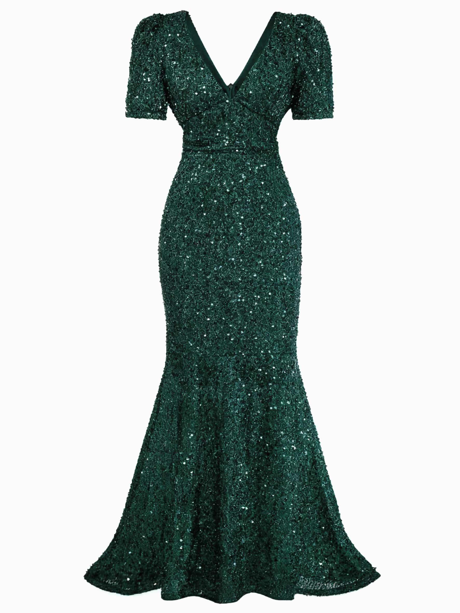 Robe sirène longue à paillettes et nœud rouge vin années 30 - Image 8