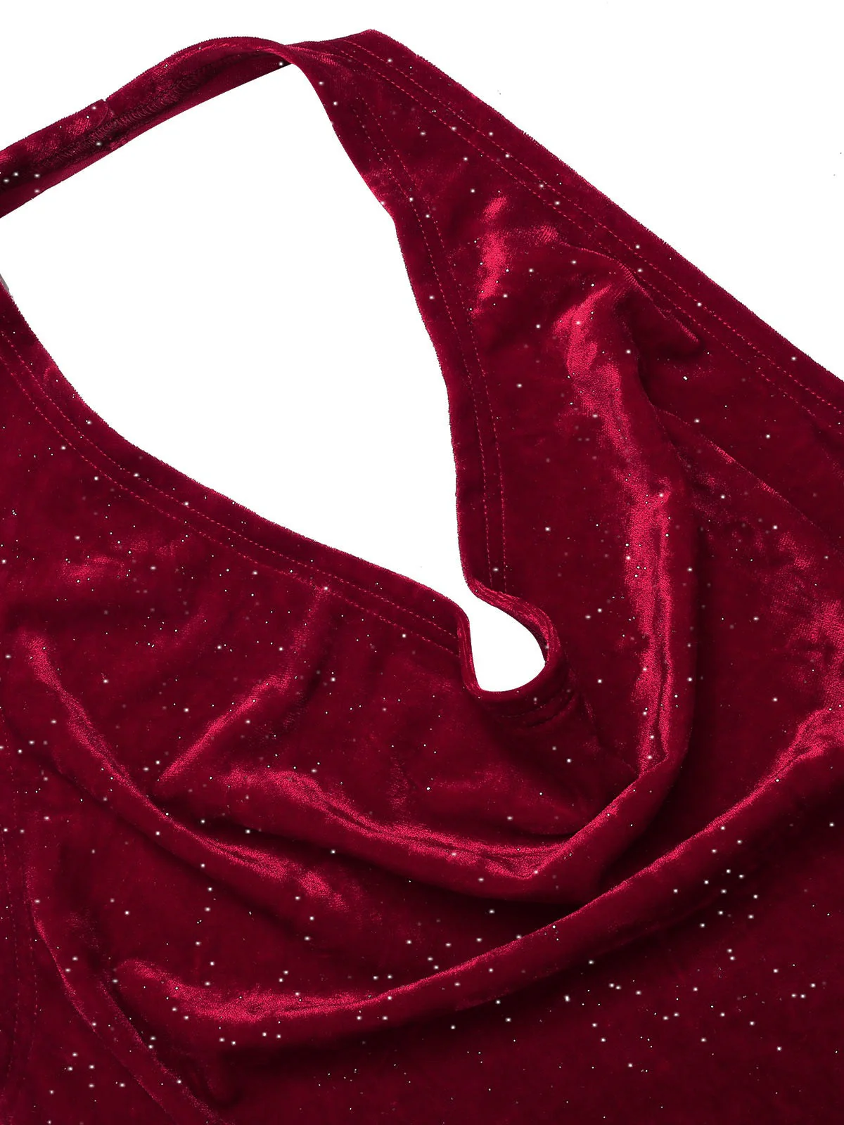 Robe sirène rouge foncé à col bénitier pailleté des années 1930 - Image 9