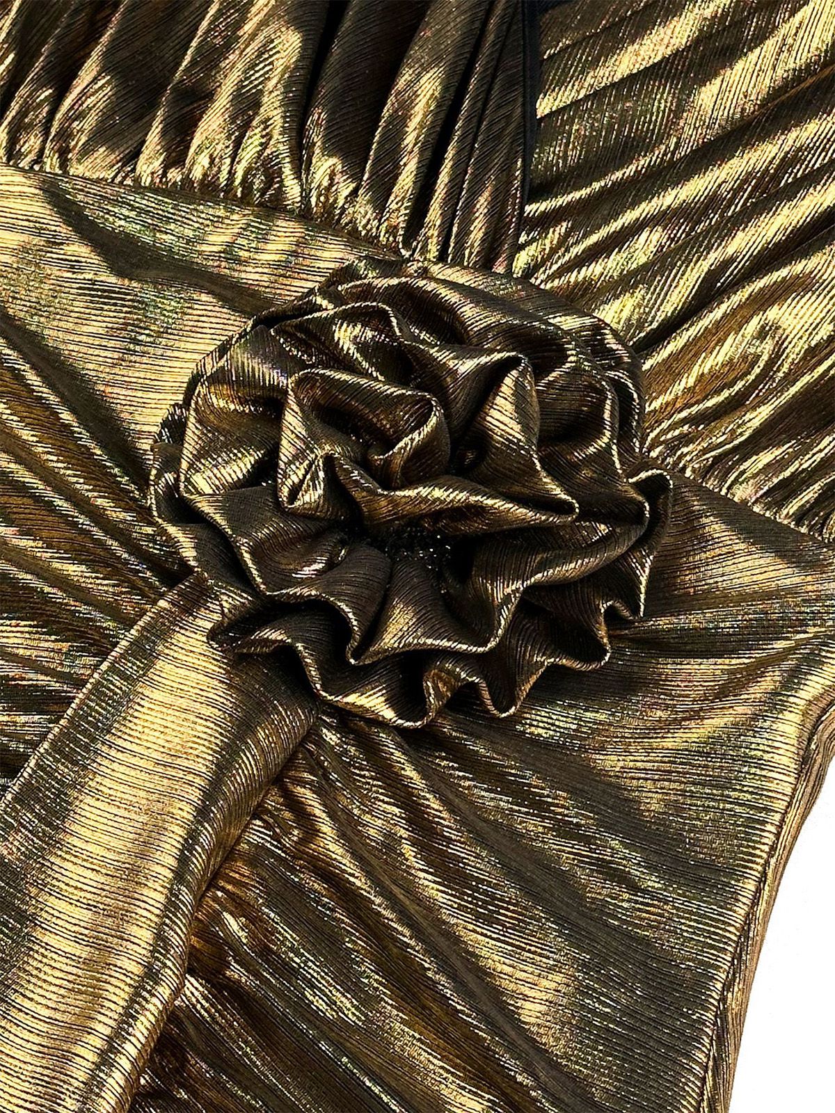Robe sirène 3d floral texturé métallisé taille cintrée doré des années 1930 - Image 6