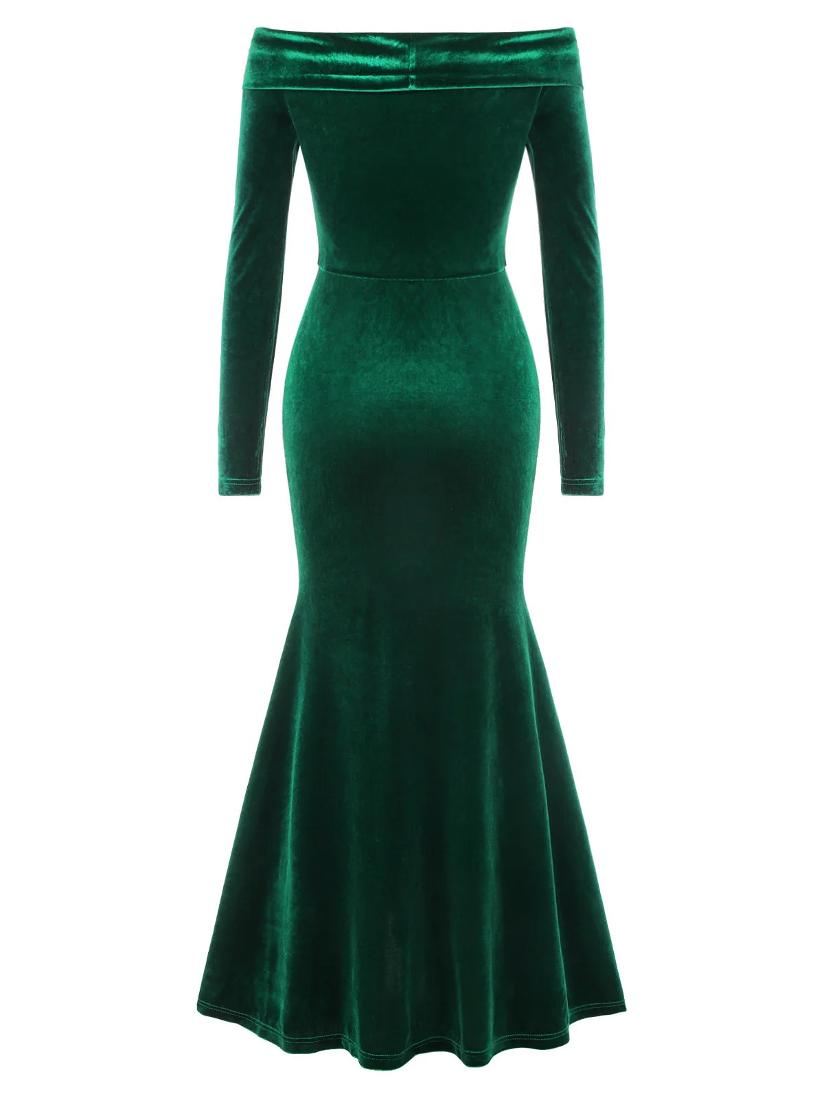 Robe sirène à volants et épaules dénudées en velours vert des années 1930 - Image 4