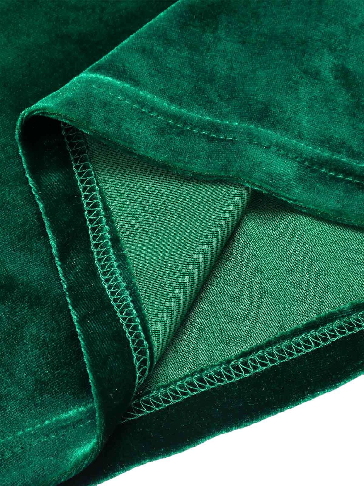 Robe sirène à volants et épaules dénudées en velours vert des années 1930 - Image 7