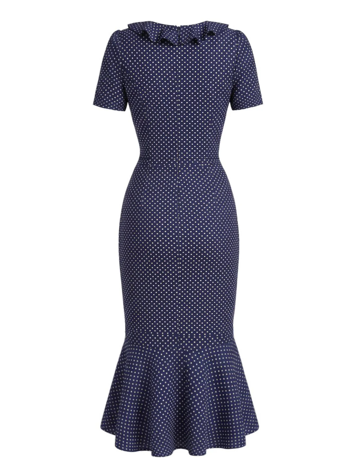 Robe sirène bleu foncé pois 1930s - Image 5
