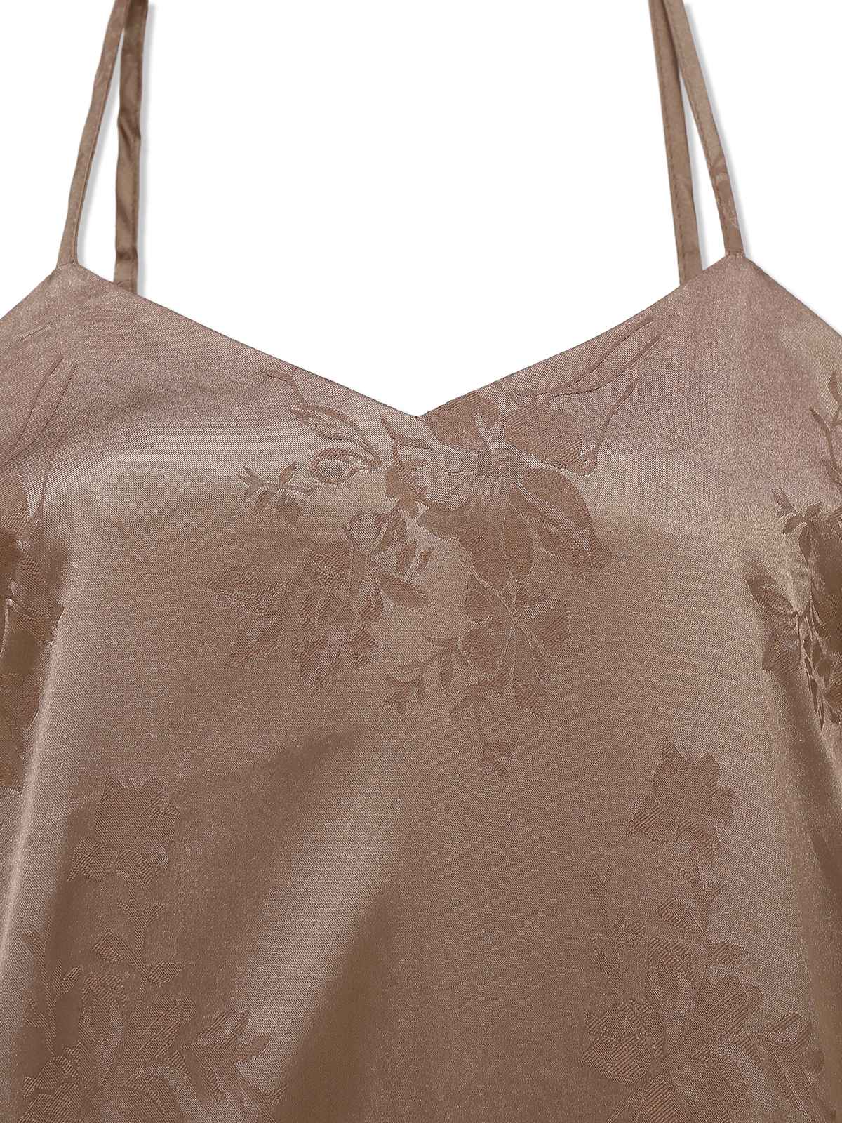 Robe sirène en satin et bretelles uni motif floral jacquard années 1930 - Image 3