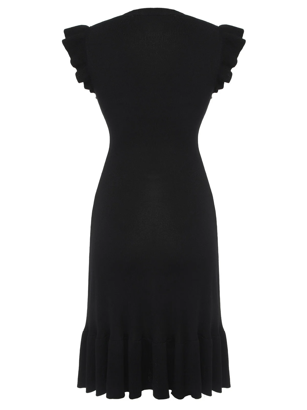 Robe sirène noire à manches volantées des années 1930 - Image 2