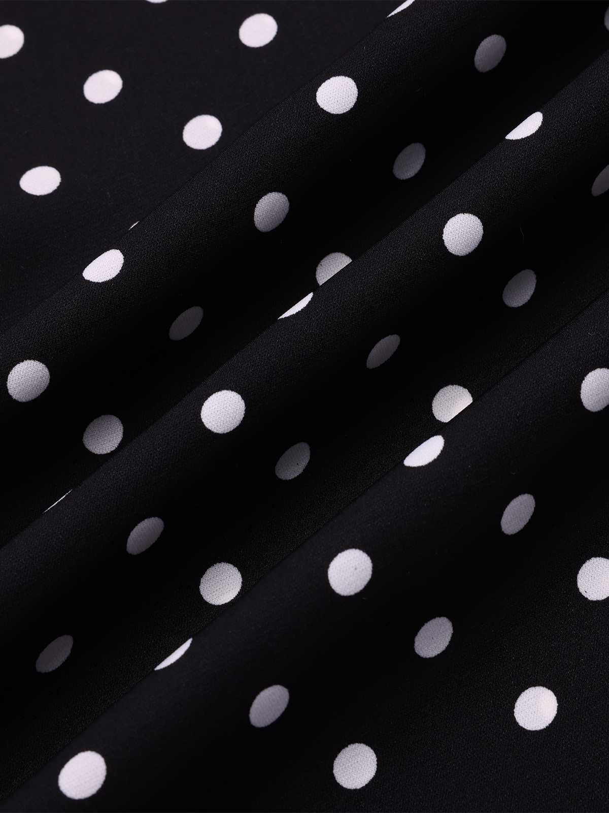 Robe sirène noire à pois et bretelles spaghetti des années 1930 - Image 4