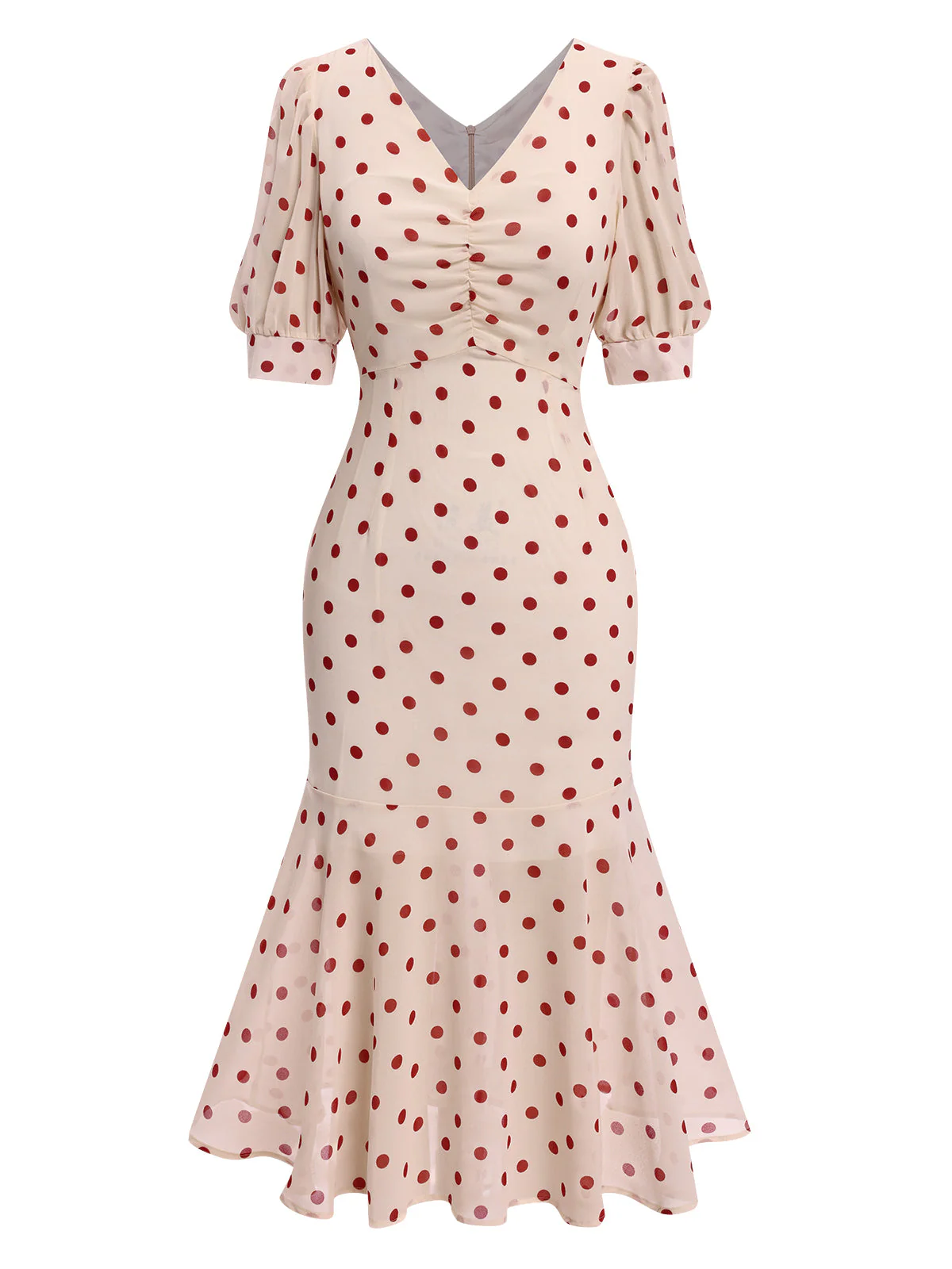 Robe sirène noire en mousseline à pois des années 1930 - Image 9