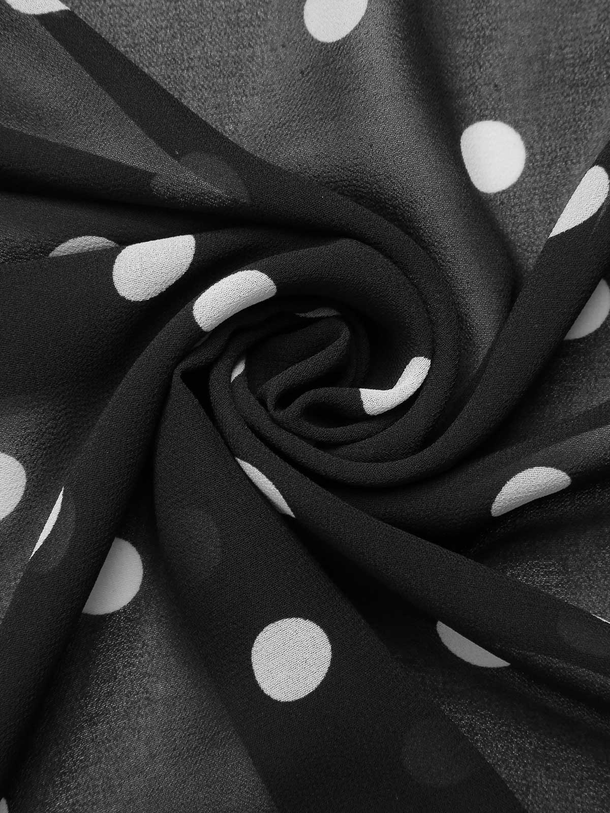 Robe sirène noire en mousseline à pois des années 1930 - Image 8