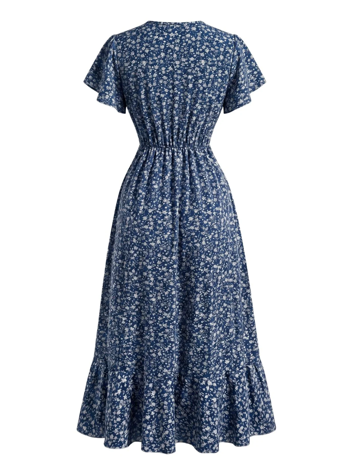 Robe sirène orange col V et motif floral délicat années 40 - Image 5