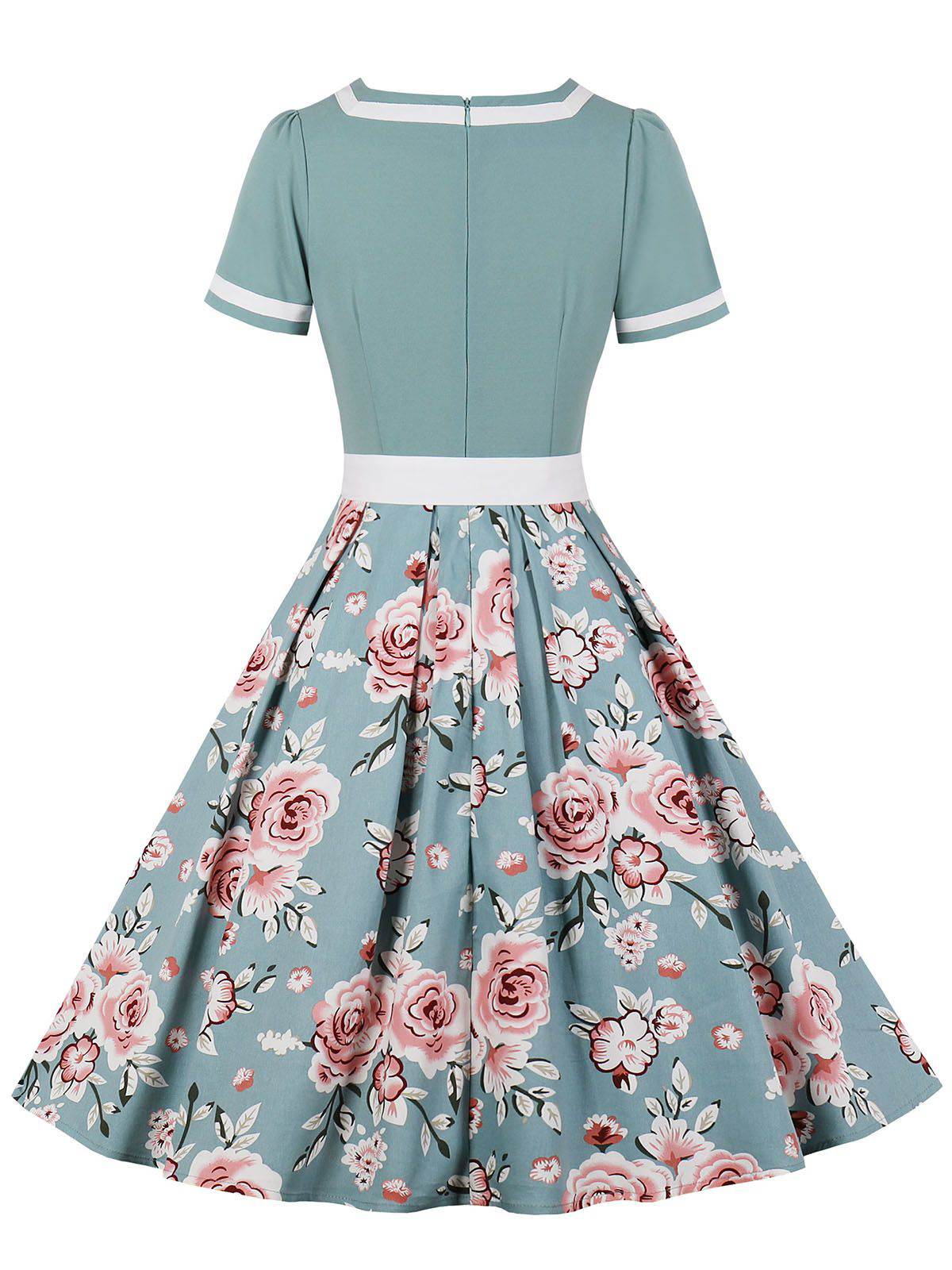 Robe Swing Année 50 Fleurie avec Ceinture - Image 16