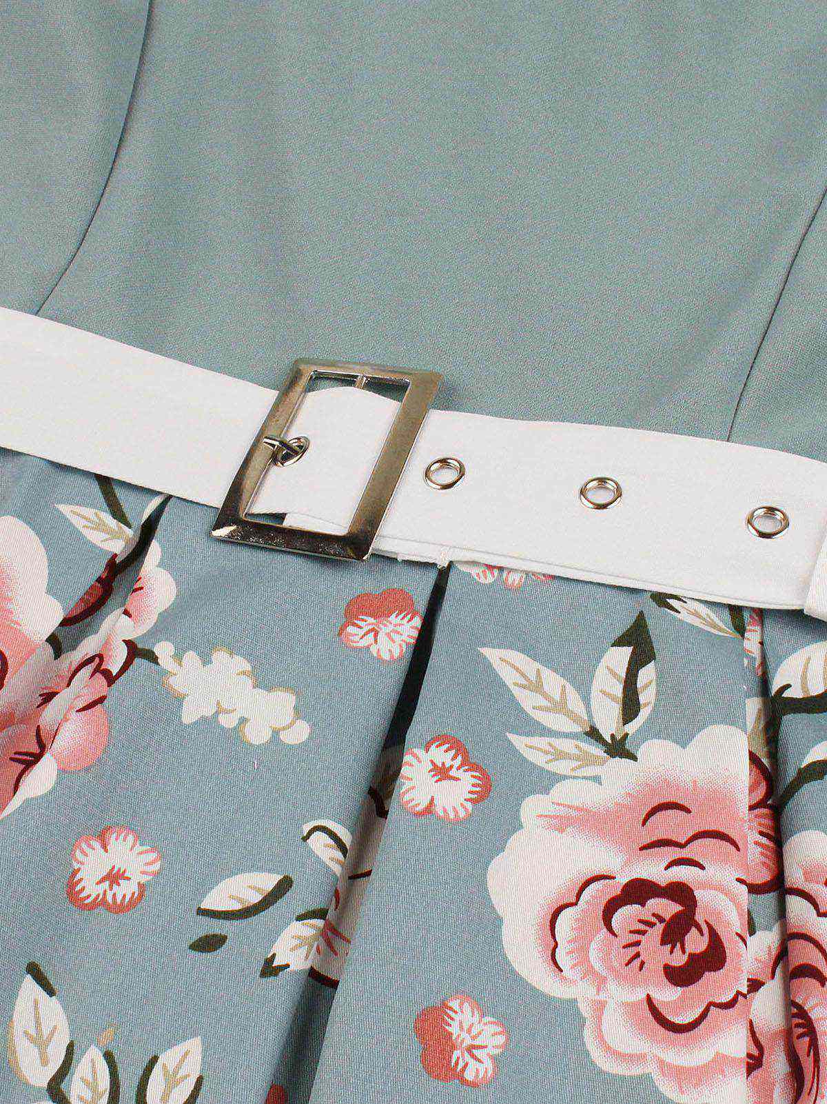 Robe Swing Année 50 Fleurie avec Ceinture - Image 23