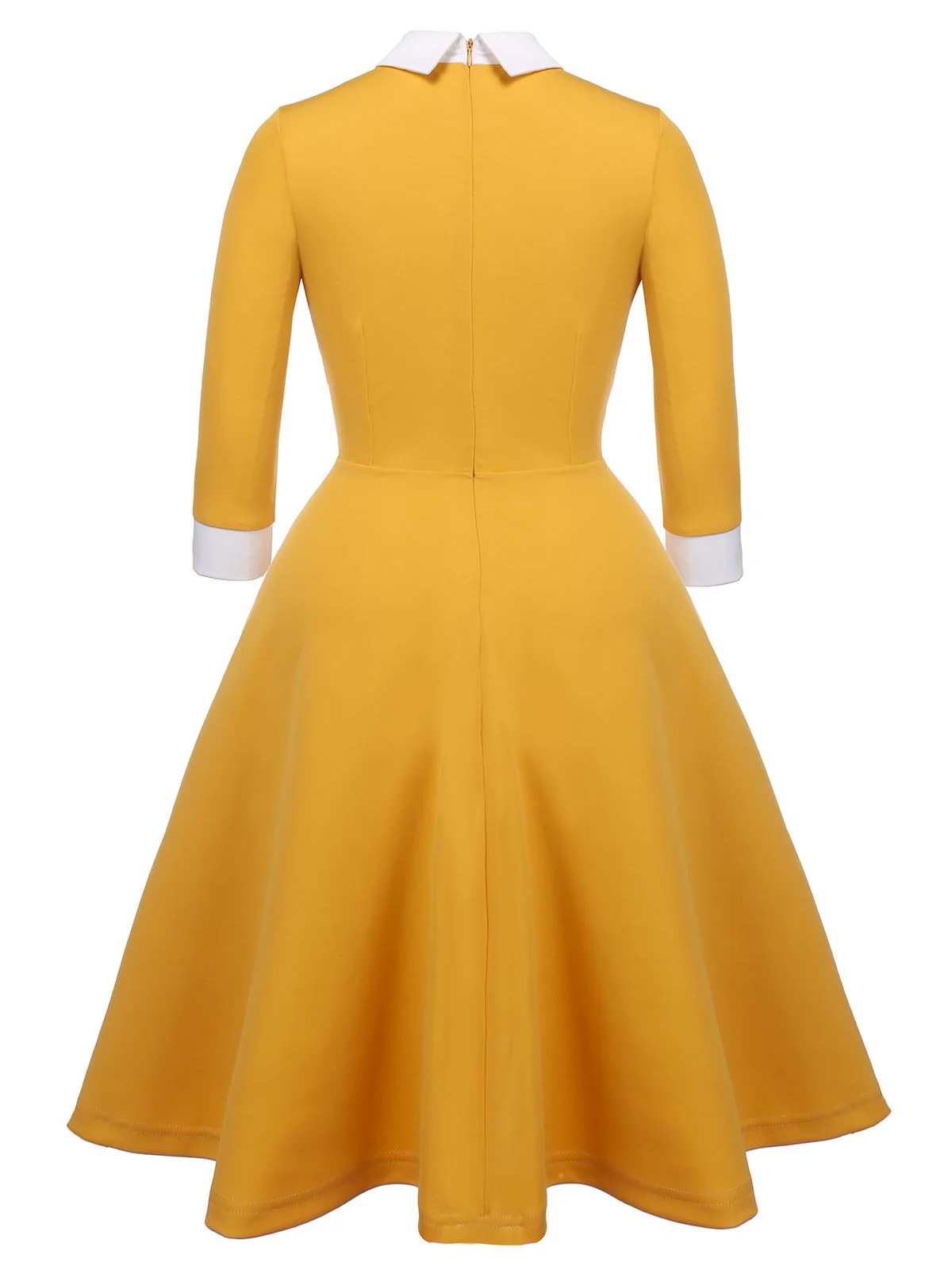 Robe Swing Vintage Année 50 Jaune Manches Longues Pin Up - Image 2