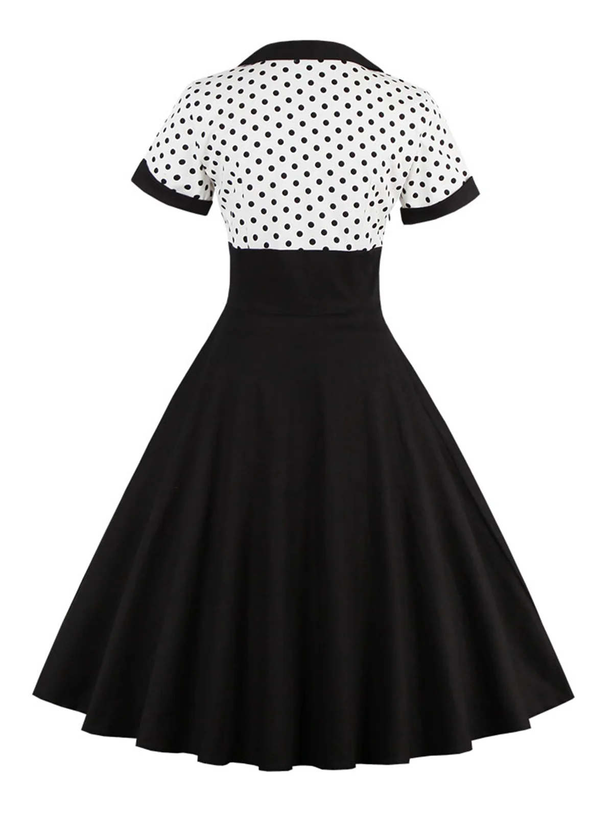 Robe Swing Vintage Année 50 à Pois Manches Courtes Pin Up - Image 3