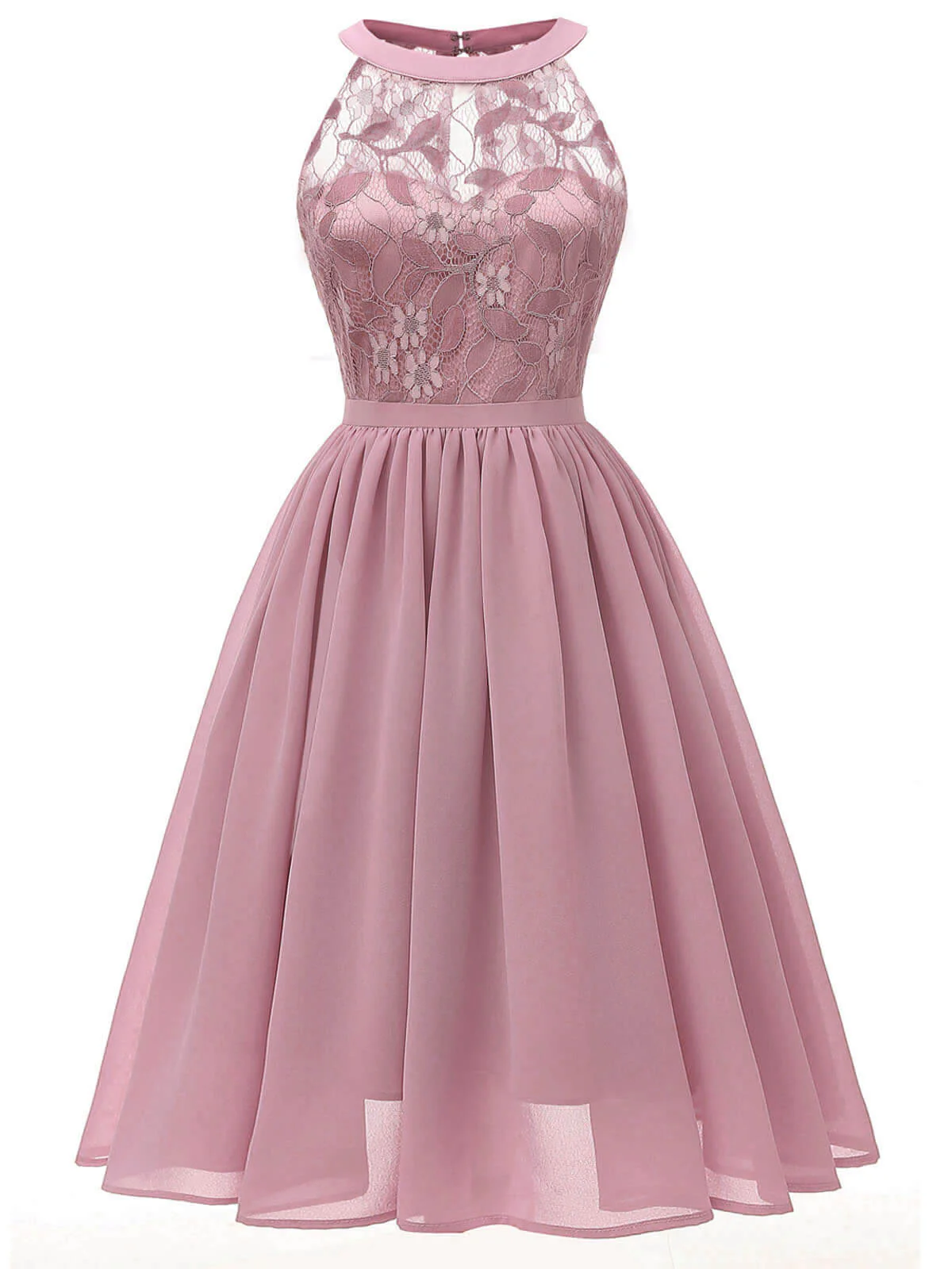 Robe Swing Sans Manches Vintage Année 50 en Dentelle à Fleurs Cocktail