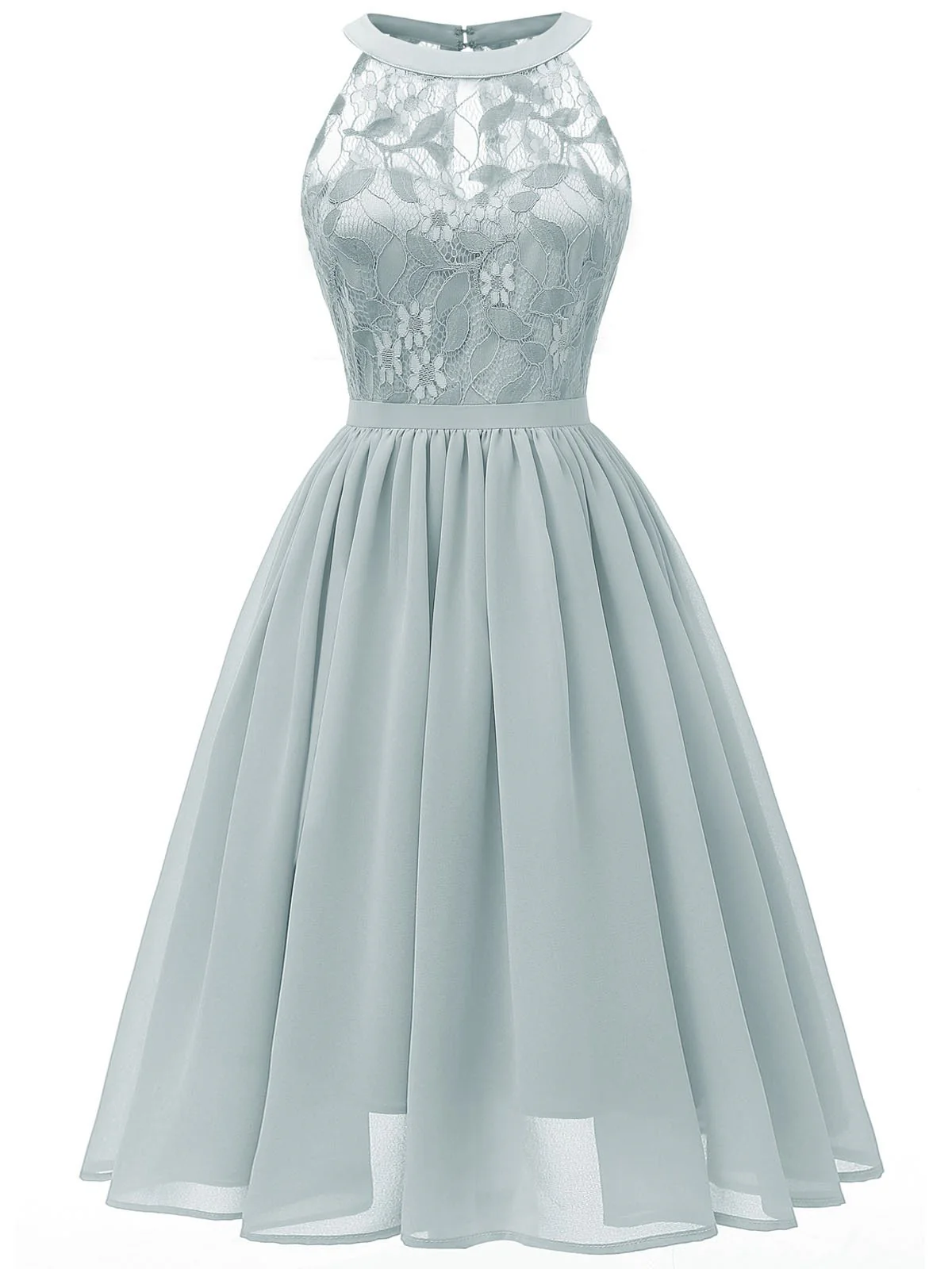 Robe Swing Sans Manches Vintage Année 50 en Dentelle à Fleurs Cocktail - Image 2