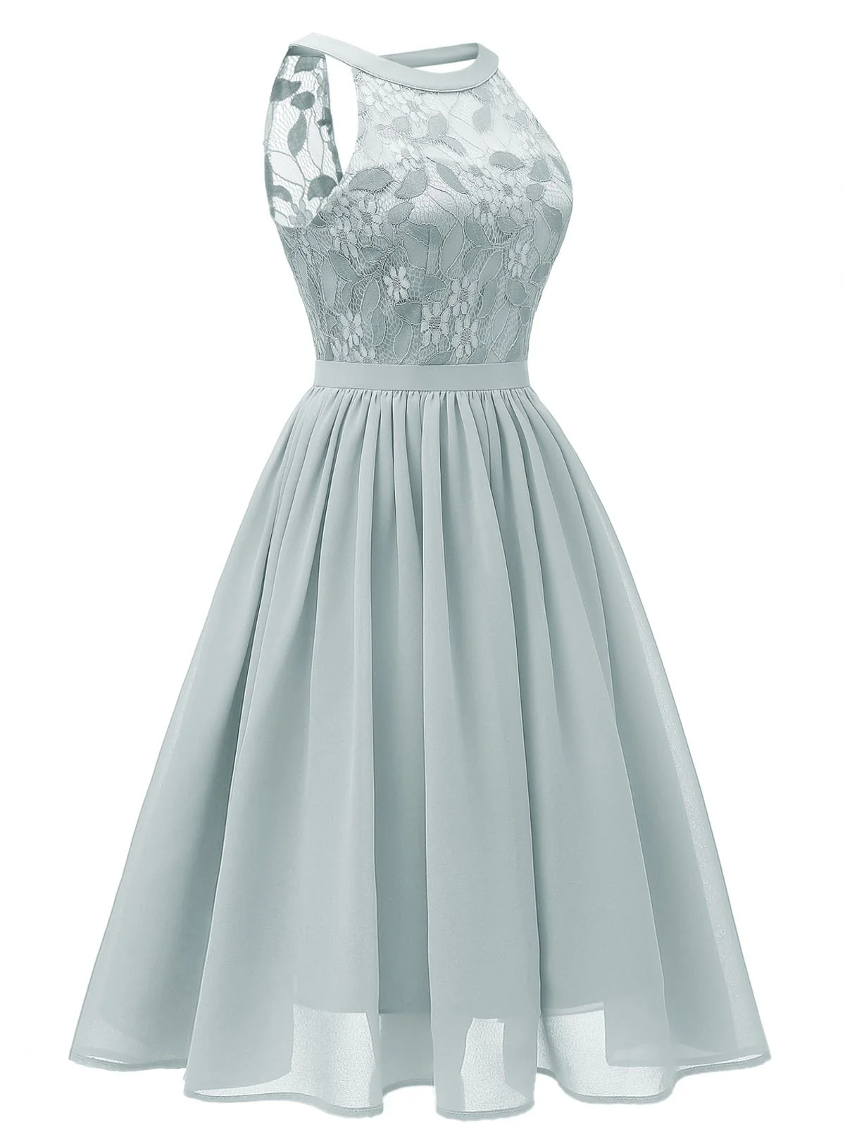 Robe Swing Sans Manches Vintage Année 50 en Dentelle à Fleurs Cocktail - Image 4