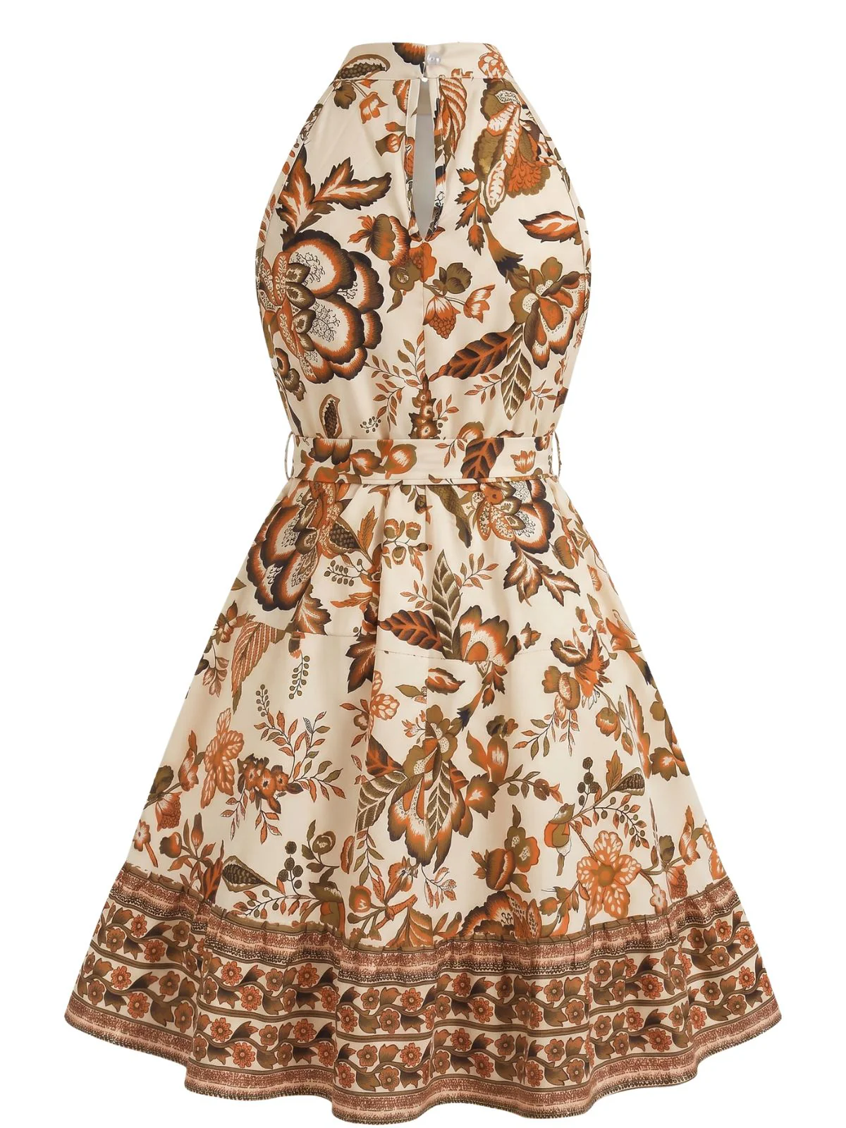Robe swing florale dos nu et ceinturée années 50 - Image 2