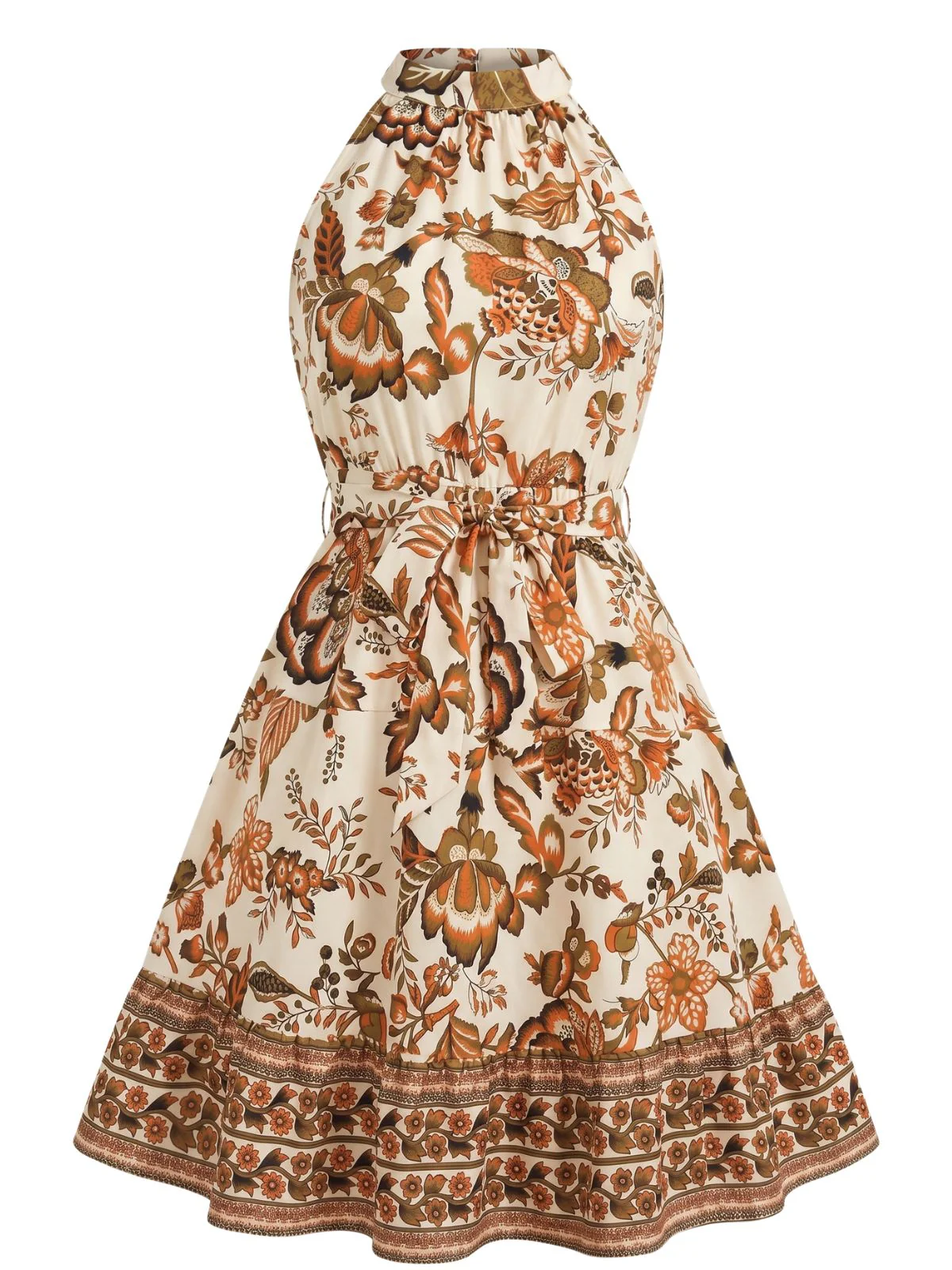 Robe swing florale dos nu et ceinturée années 50 - Image 3