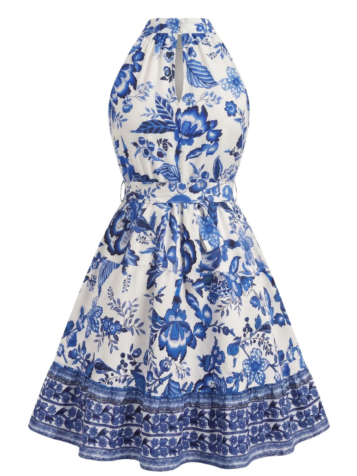 Robe swing florale dos nu et ceinturée années 50 - Image 8