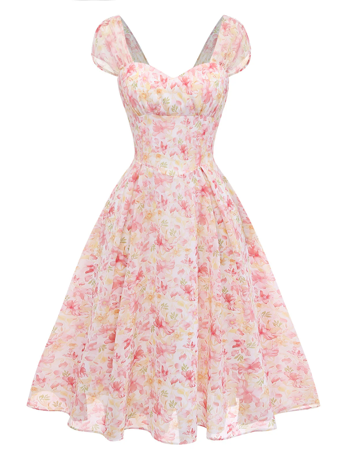 [Prévente] Robe Swing Manches Bouffantes Fleurs Bleu Années 1950 - Image 6