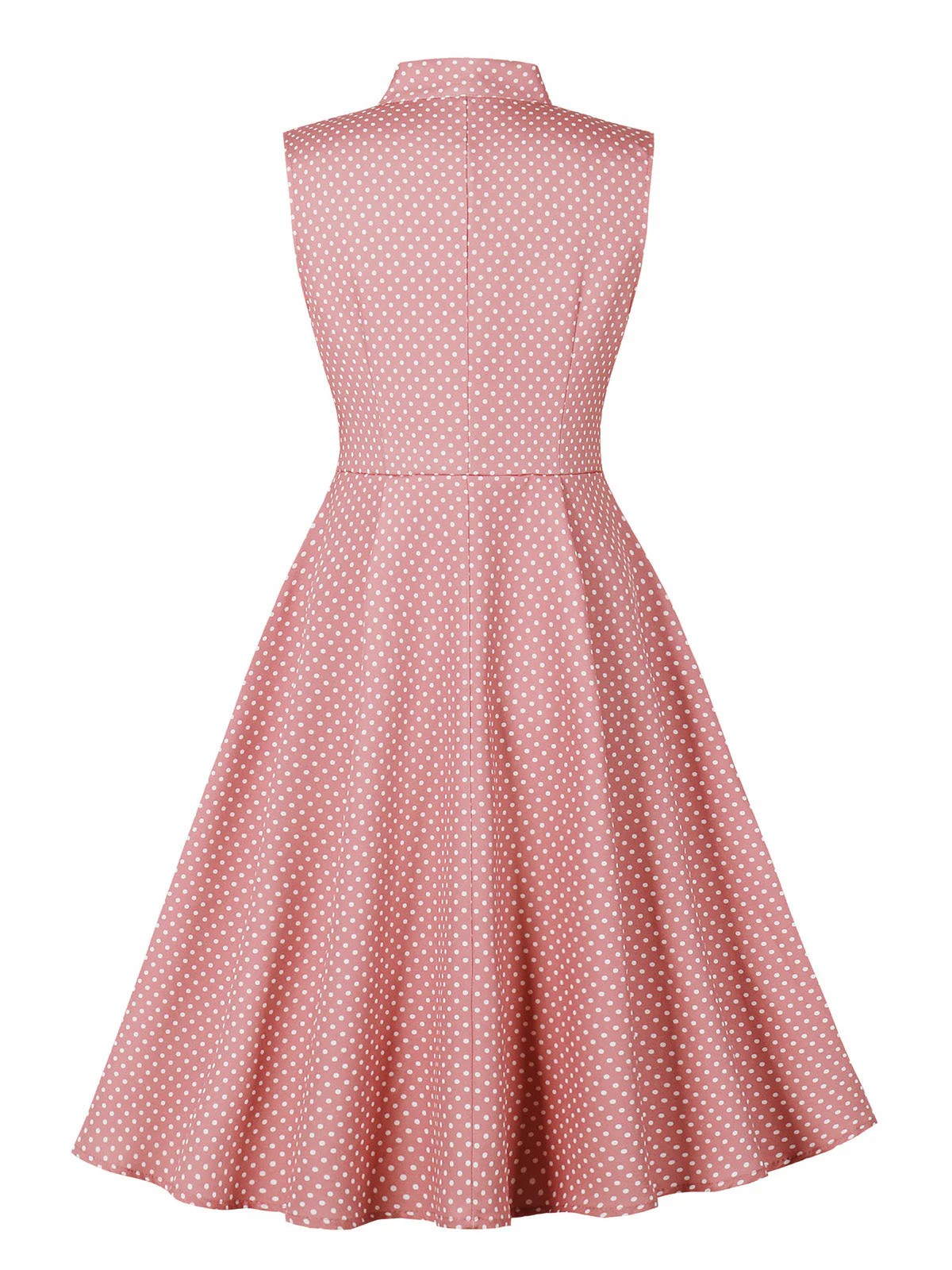 Robe swing rose à pois et nœud des années 50 - Image 2