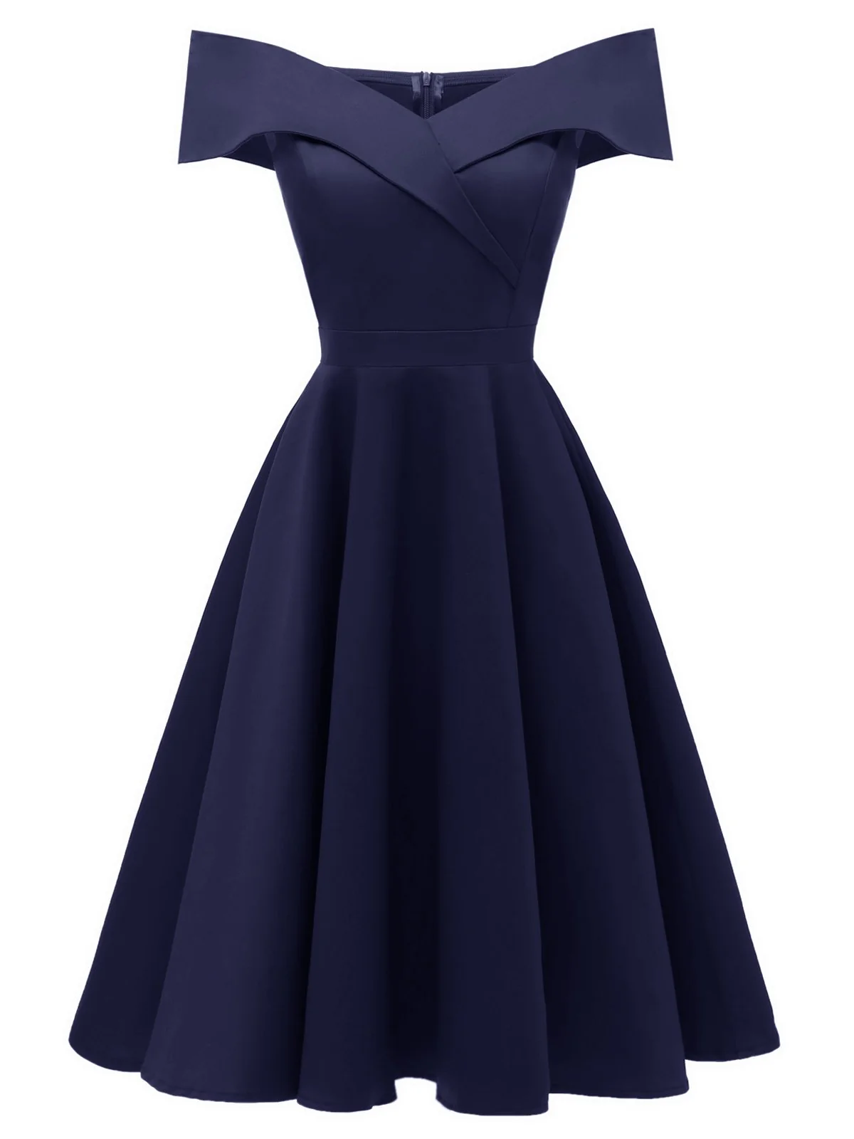 Robe Swing Vintage Année 50 Solide Epaule Nu Soirée Cocktail Nou - Image 3