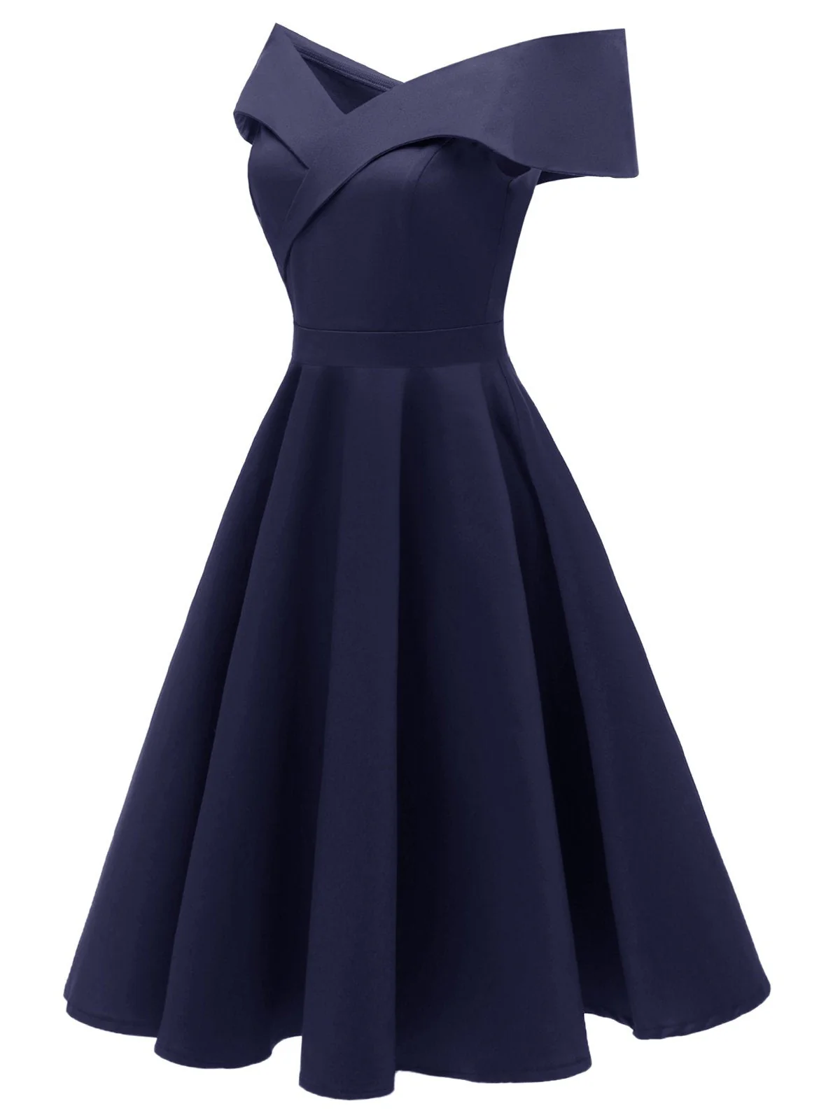 Robe Swing Vintage Année 50 Solide Epaule Nu Soirée Cocktail Nou - Image 8