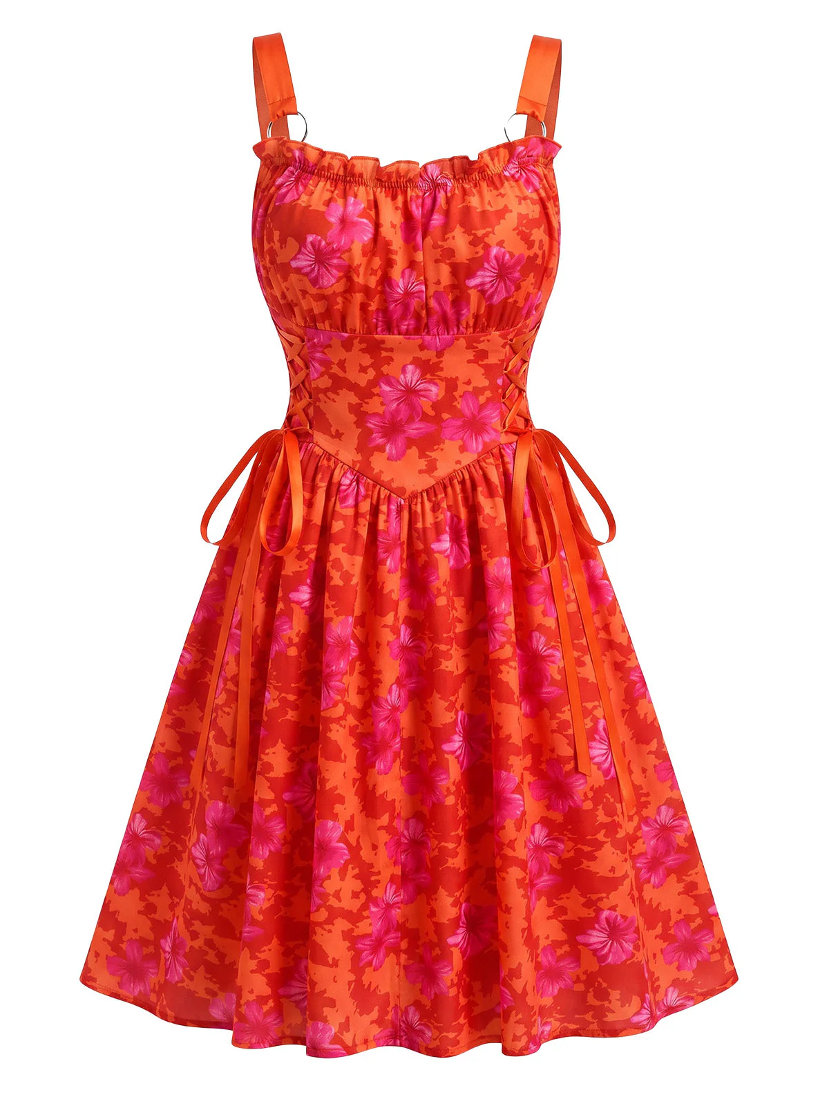 Robe Swing vintage dentelle florale lacets années 1950 - Image 11