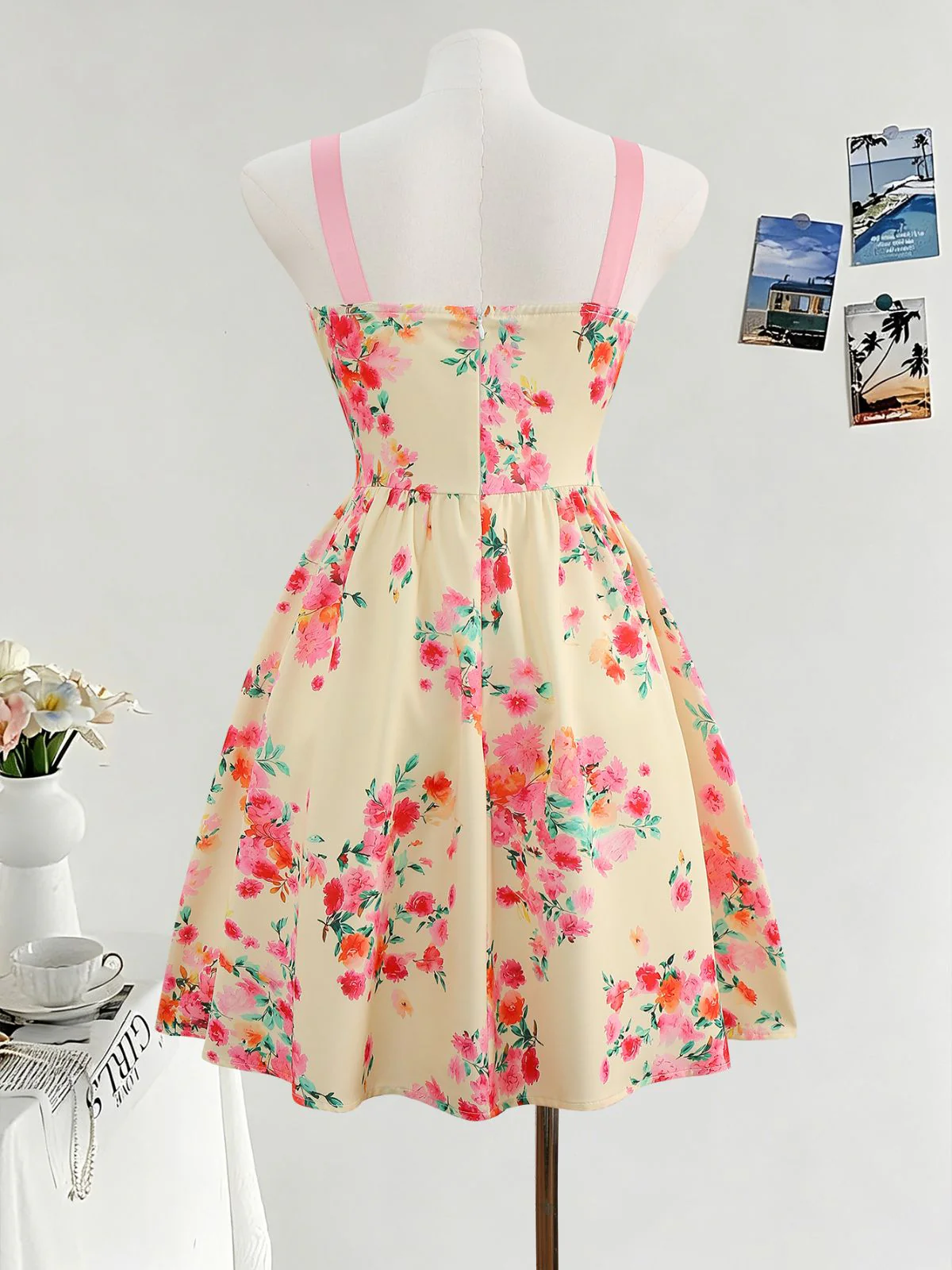 Robe Swing vintage dentelle florale lacets années 1950 - Image 5