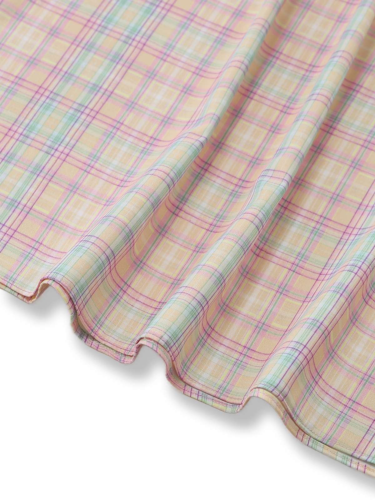 Robe swing volants nœud col cœur carreaux pastels 1950s - Image 8