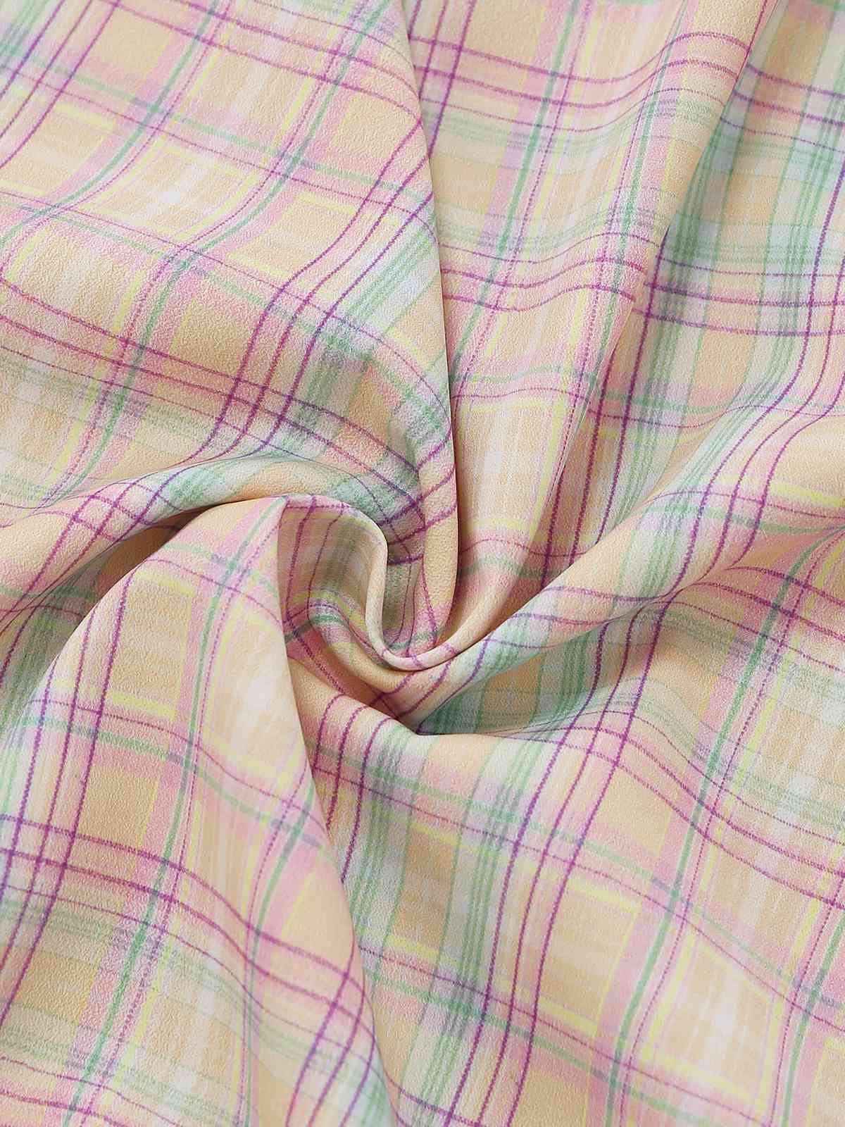 Robe swing volants nœud col cœur carreaux pastels 1950s - Image 9