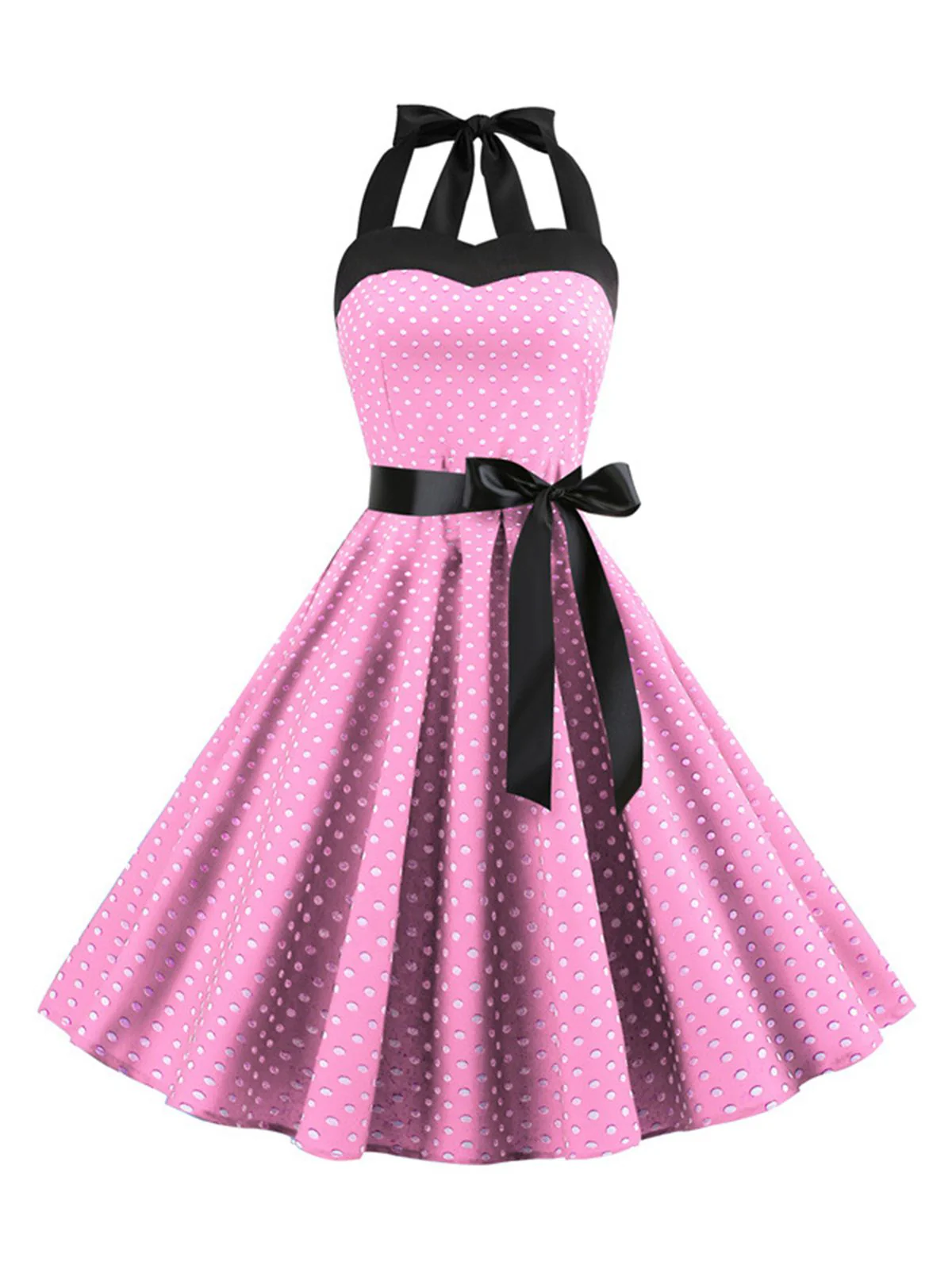 Robe Cocktail à Pois Bleue années 1950 - Image 14