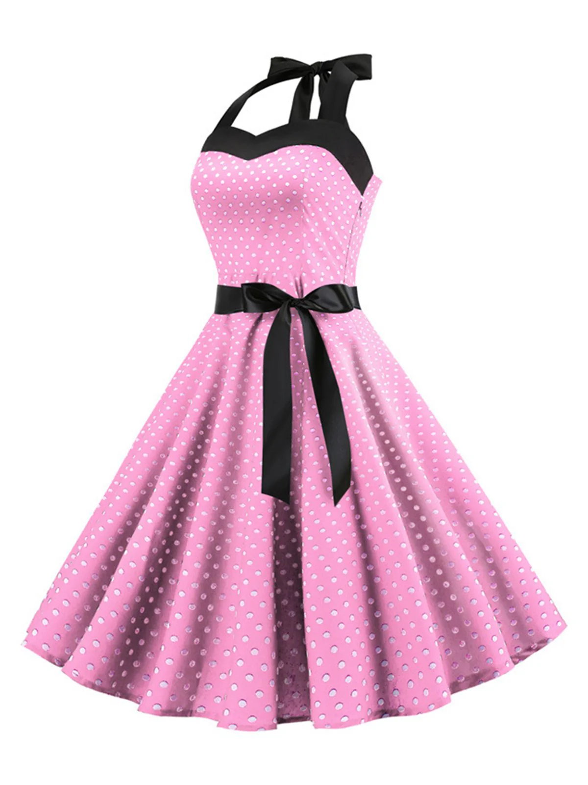 Robe Cocktail à Pois Bleue années 1950 - Image 15