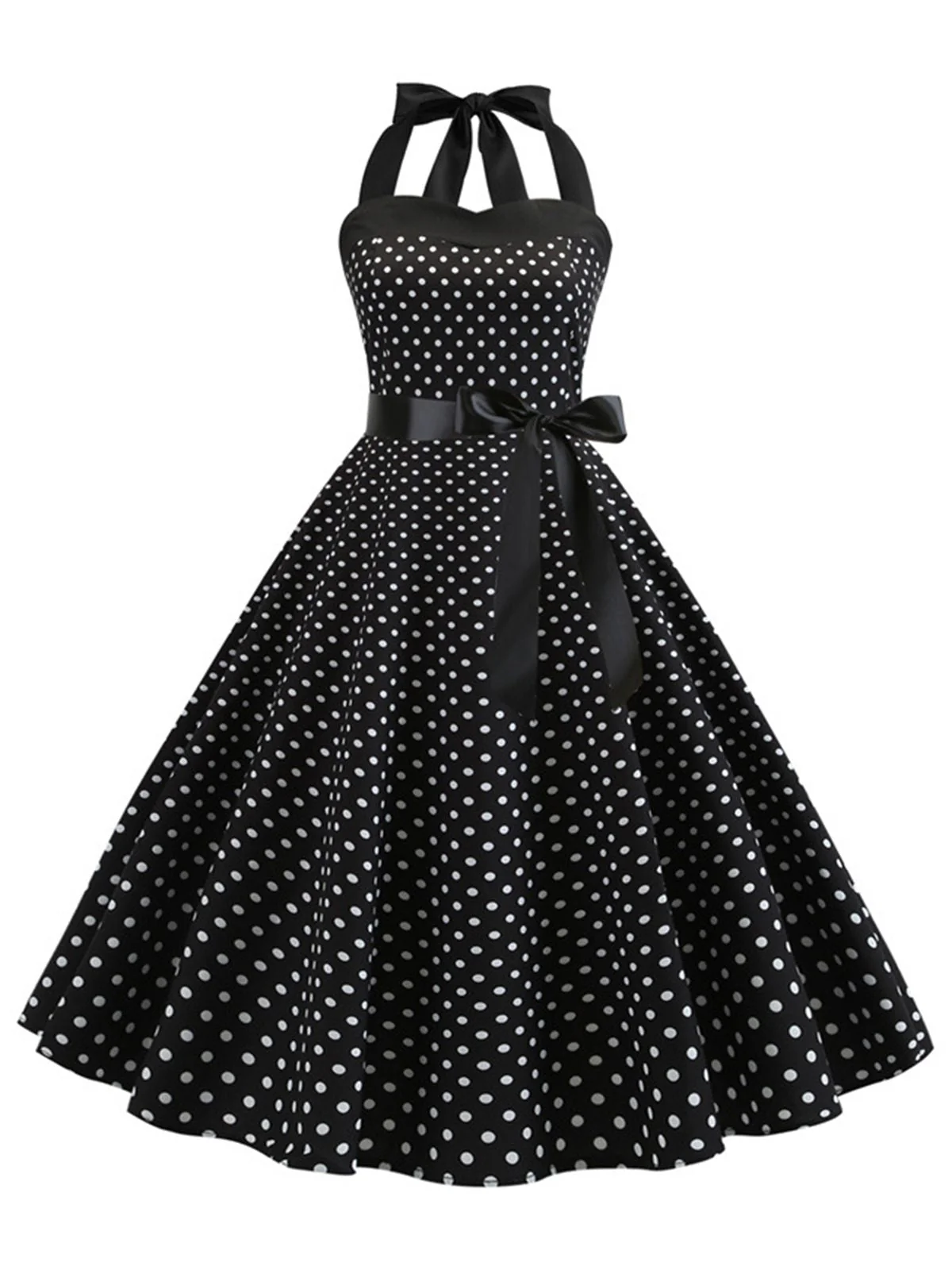 Robe Cocktail à Pois Bleue années 1950 - Image 17