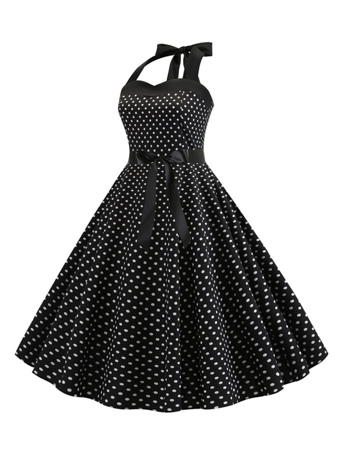 Robe Cocktail à Pois Bleue années 1950 - Image 18